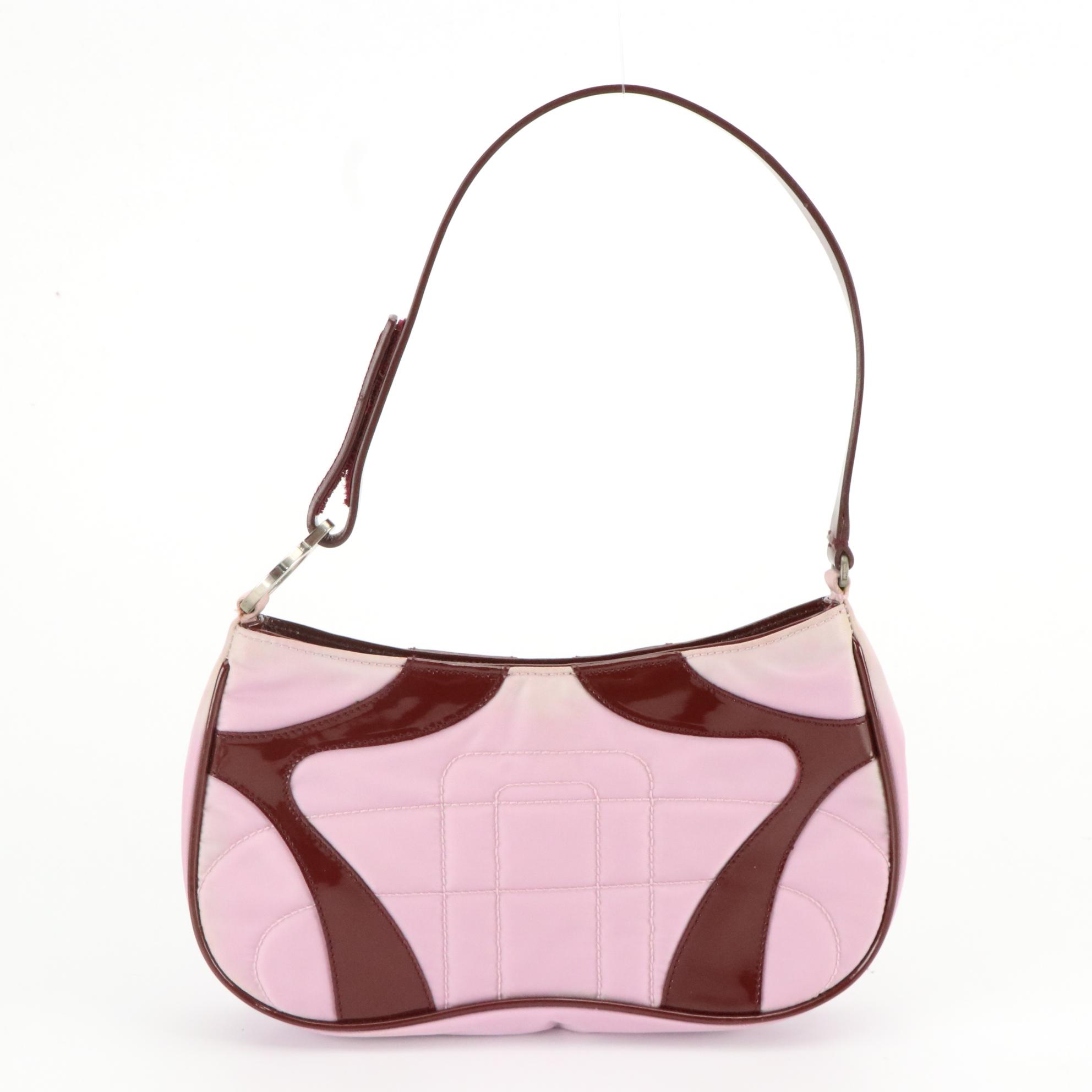 Prada Tessuto Nylon and Shimmery Patent Leather Handbag