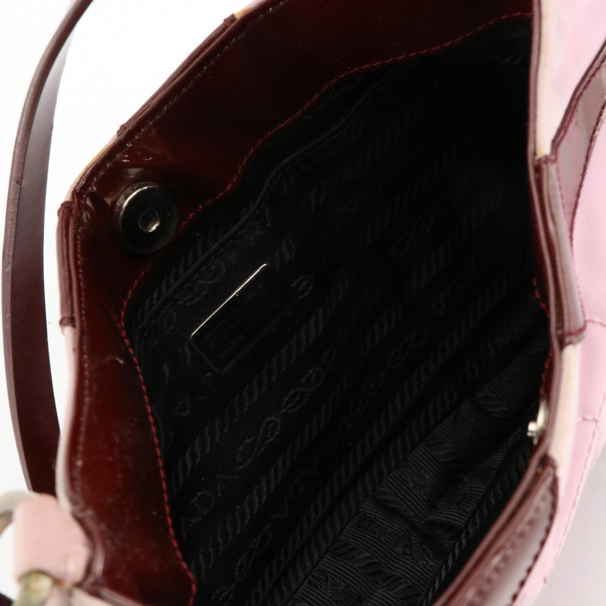 Prada Tessuto Nylon and Shimmery Patent Leather Handbag