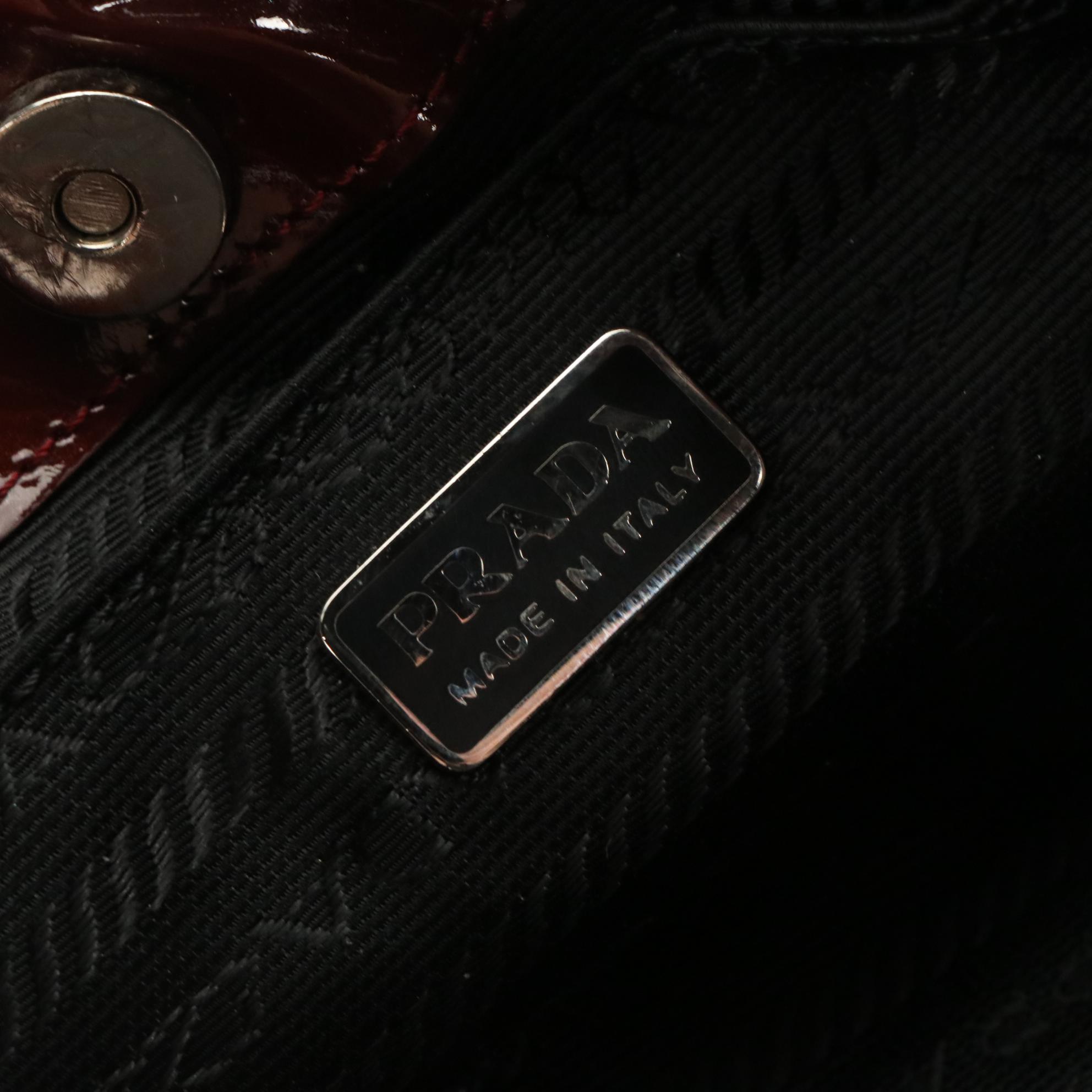 Prada Tessuto Nylon and Shimmery Patent Leather Handbag