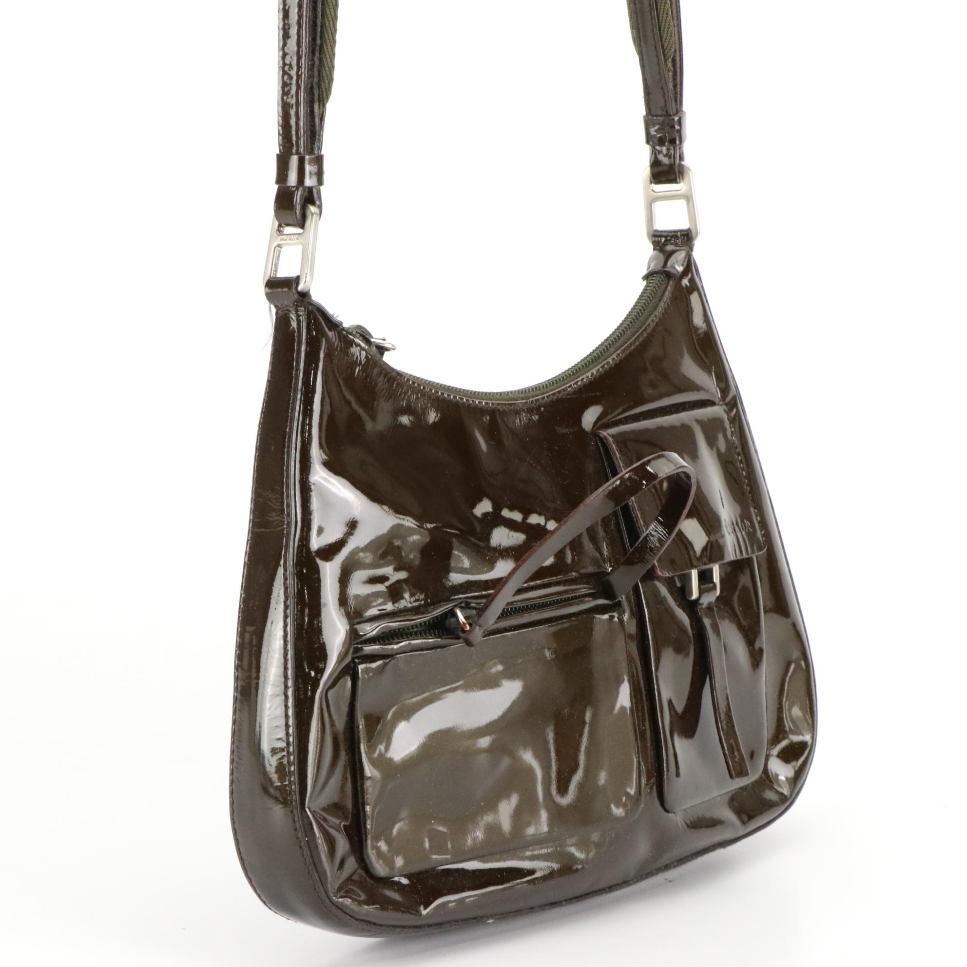 Prada Shimmery Patent Leather Shoulder Bag