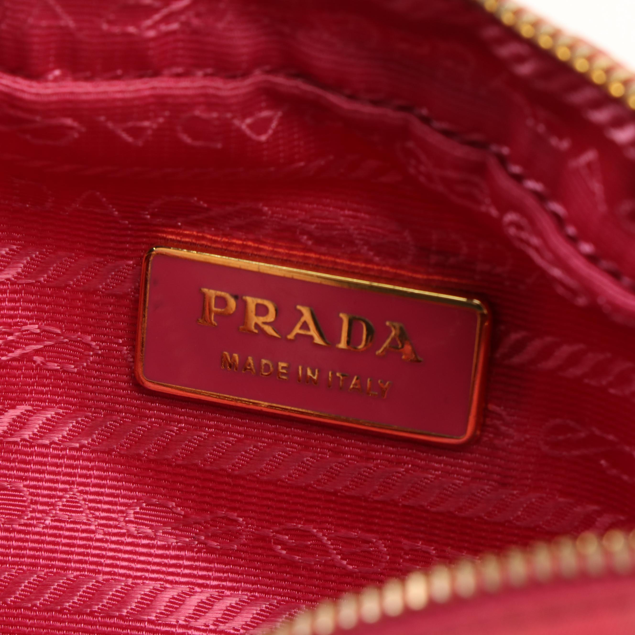 Prada Bow 2 Way Crossbody Fuchsia Tessuto Shoulder Bag