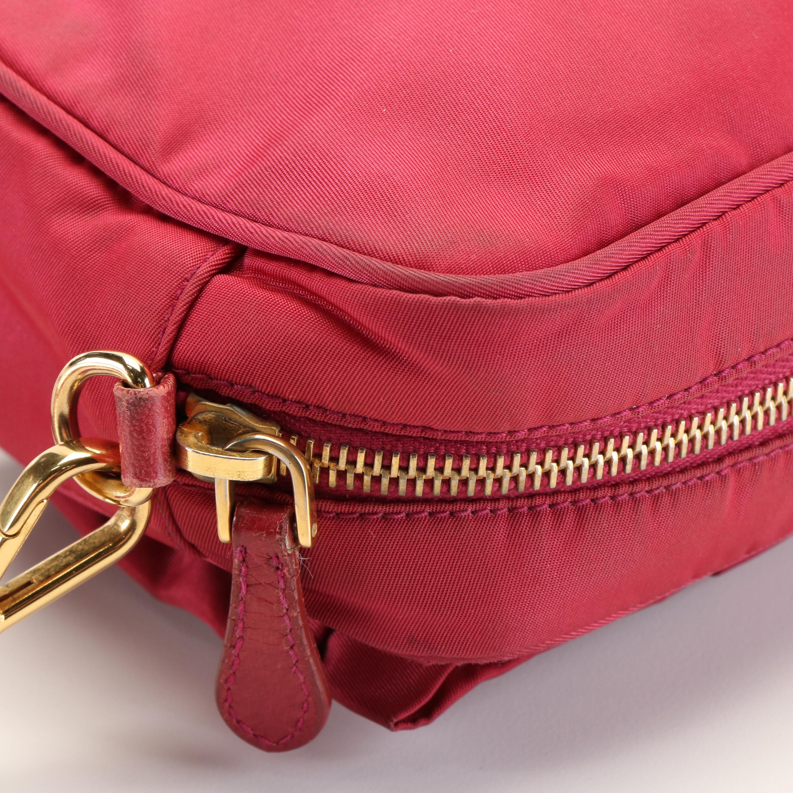 Prada Bow 2 Way Crossbody Fuchsia Tessuto Shoulder Bag