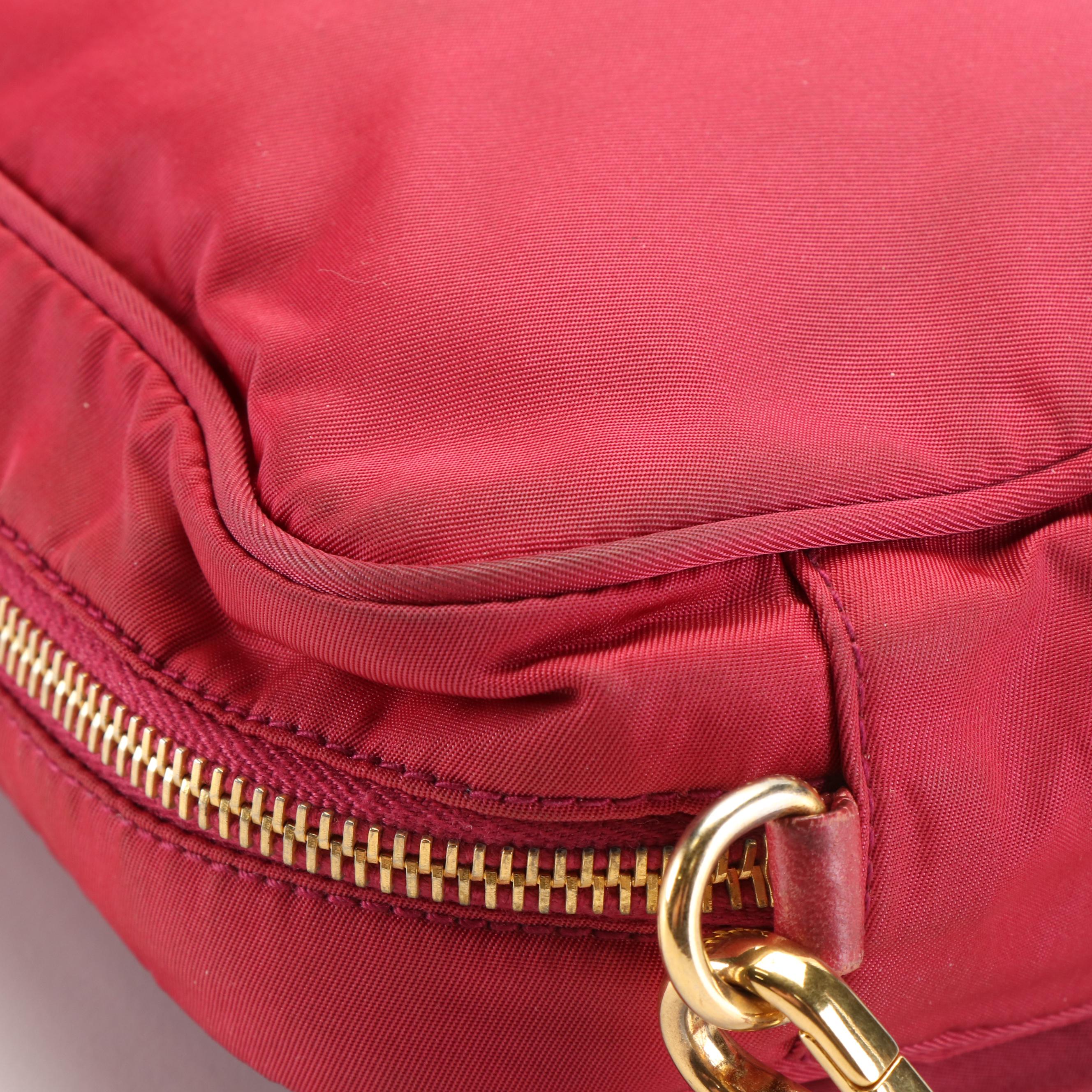 Prada Bow 2 Way Crossbody Fuchsia Tessuto Shoulder Bag