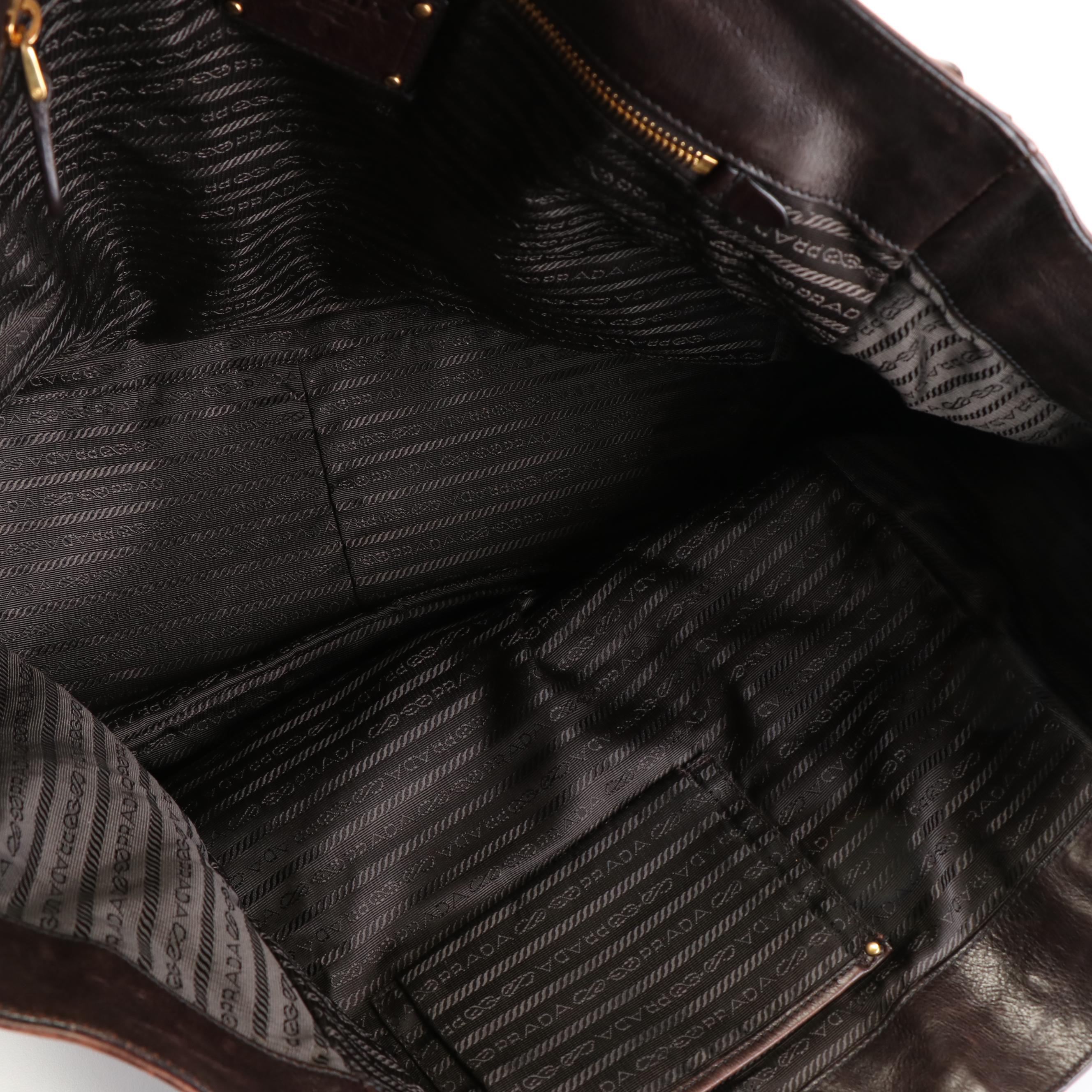 Prada Shoulder Bag in Brown Glacé Calf Leather