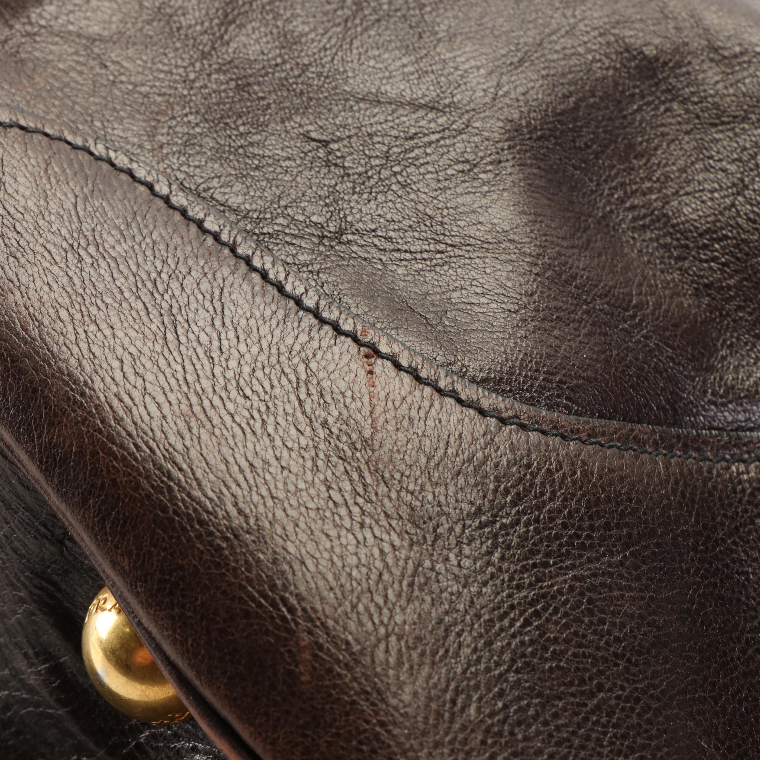 Prada Shoulder Bag in Brown Glacé Calf Leather