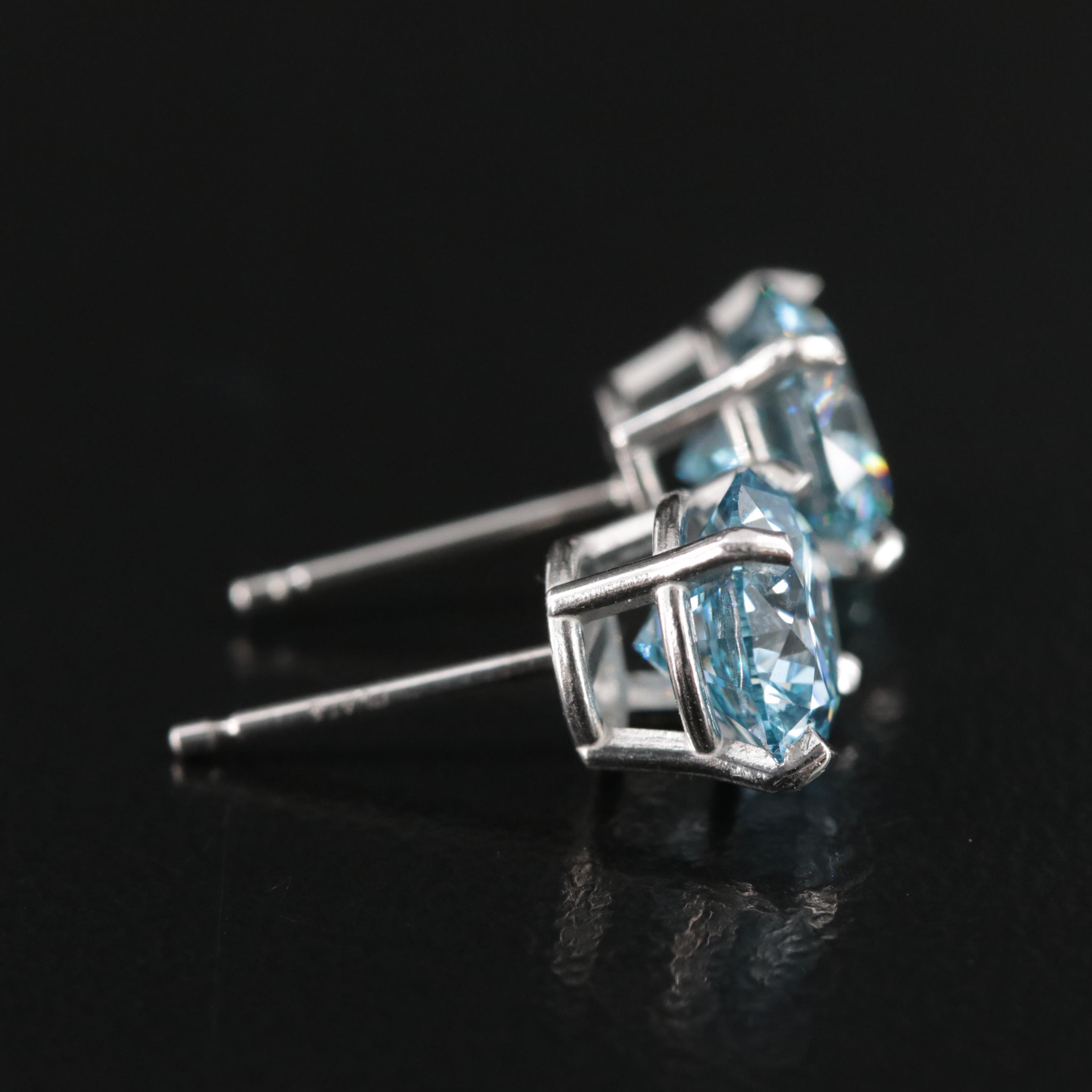 Platinum 2.75 CTW (Origin Undetermined) Fancy Blue Diamond Stud Earrings