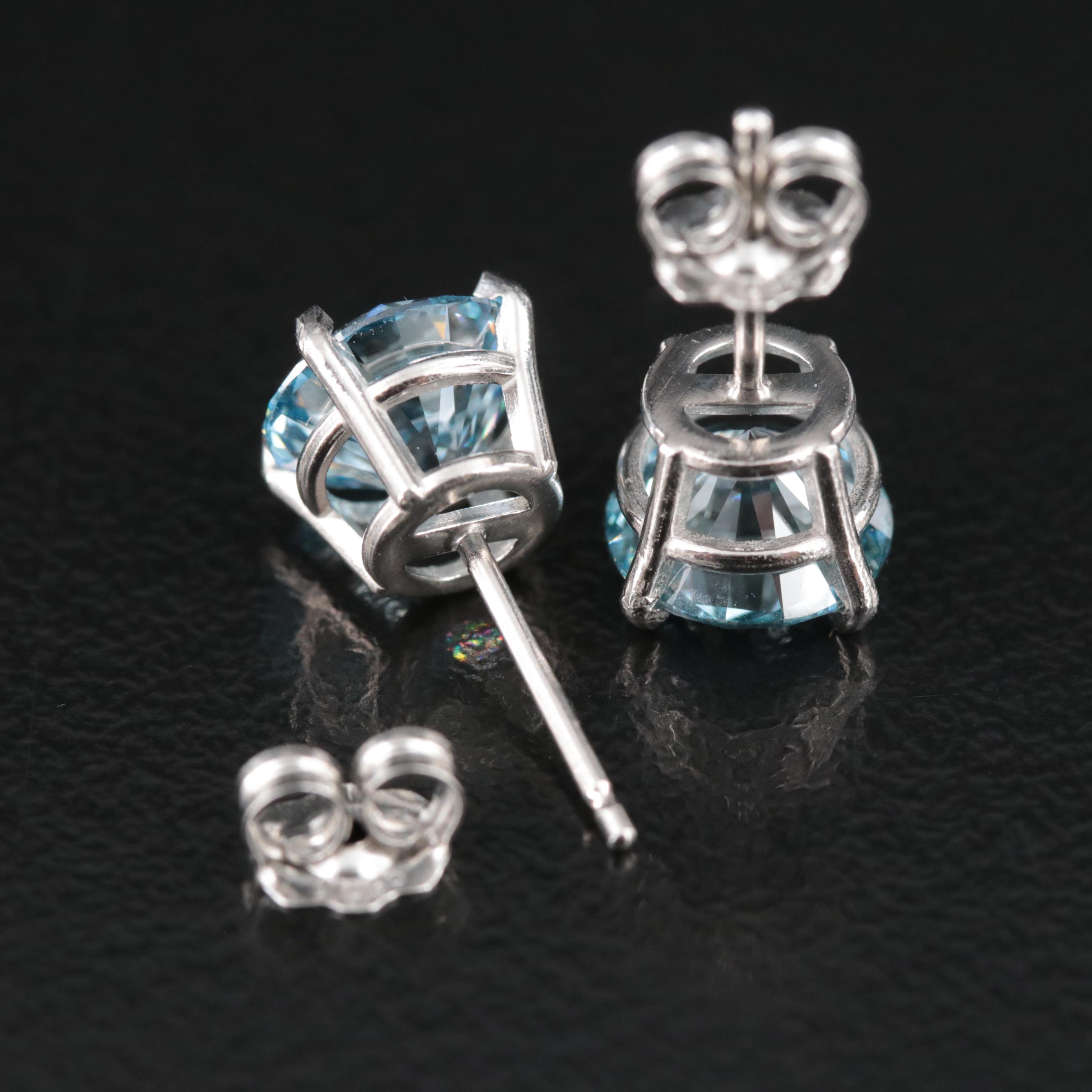 Platinum 2.75 CTW (Origin Undetermined) Fancy Blue Diamond Stud Earrings