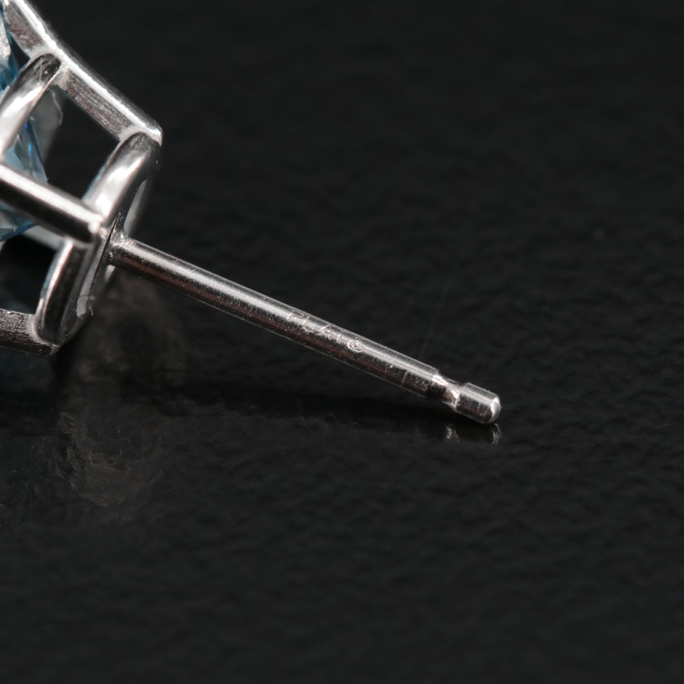Platinum 2.75 CTW (Origin Undetermined) Fancy Blue Diamond Stud Earrings