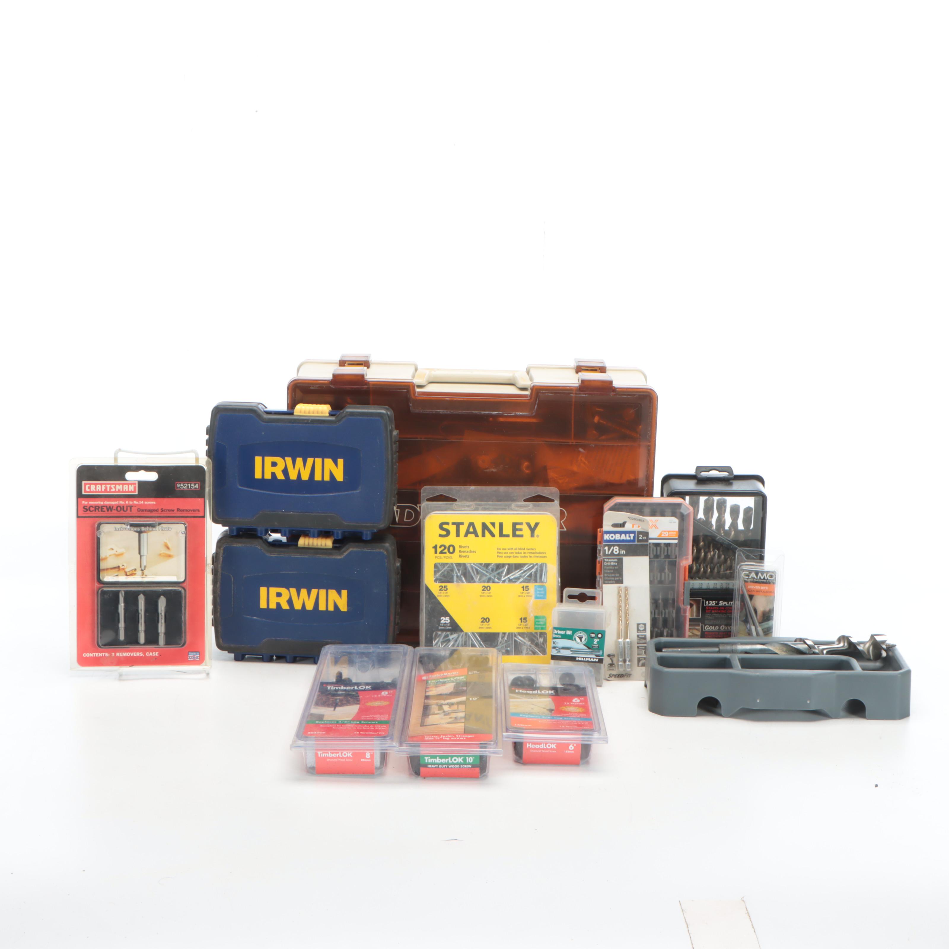 Stanley Rivets with Irwin and Kobalt Drill Bits and More