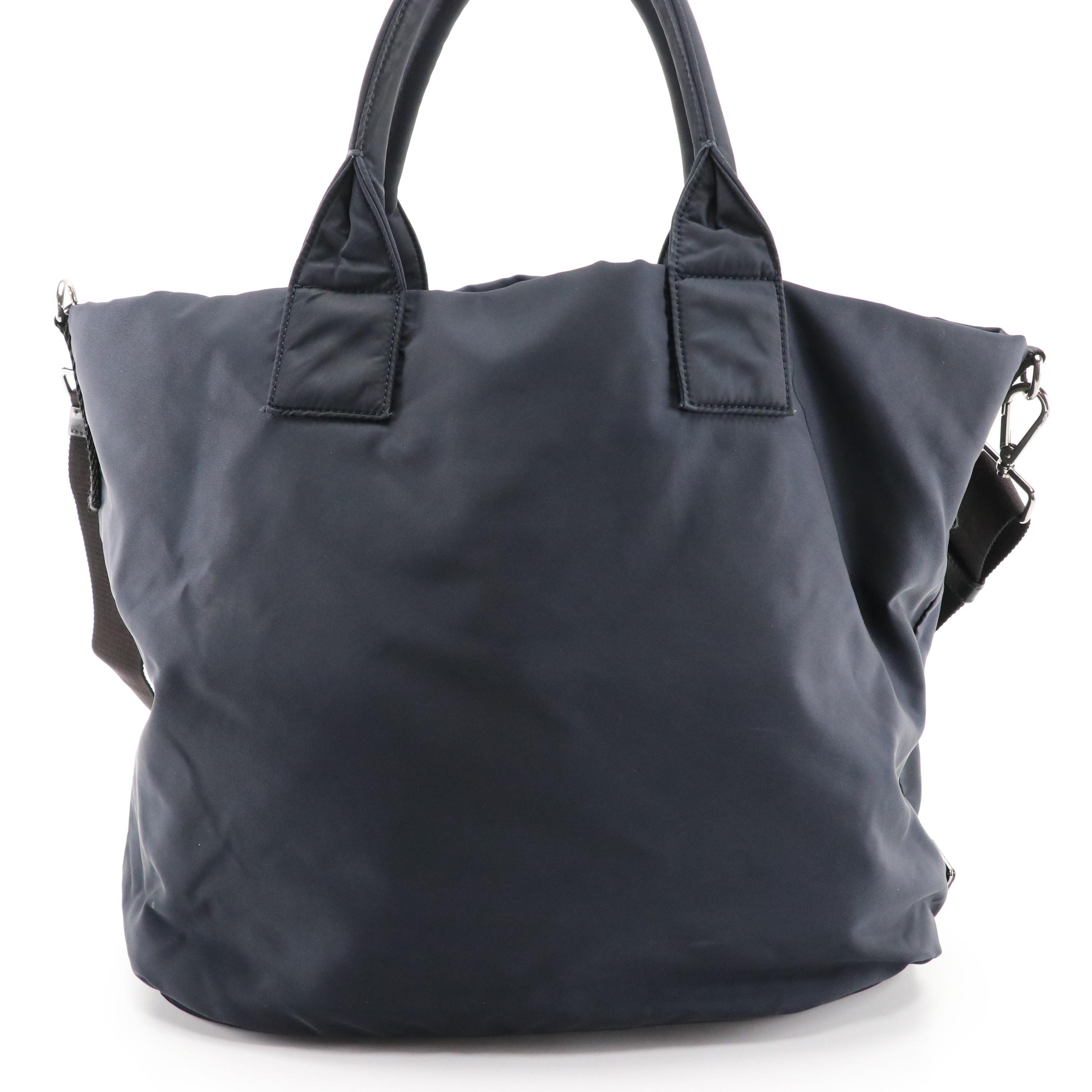 Prada Black and Navy Blue Nylon Reversible Two-Way Tote Bag