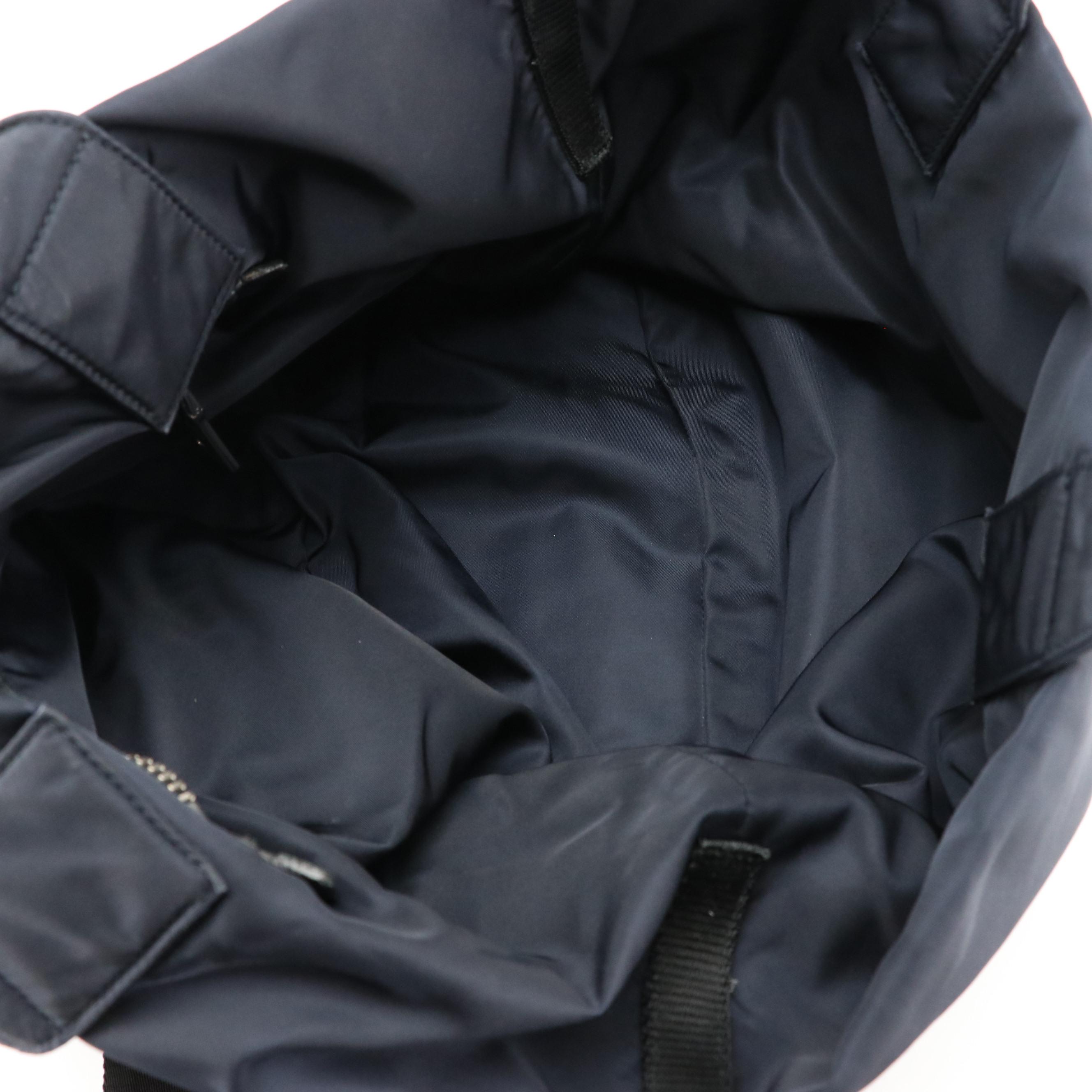 Prada Black and Navy Blue Nylon Reversible Two-Way Tote Bag