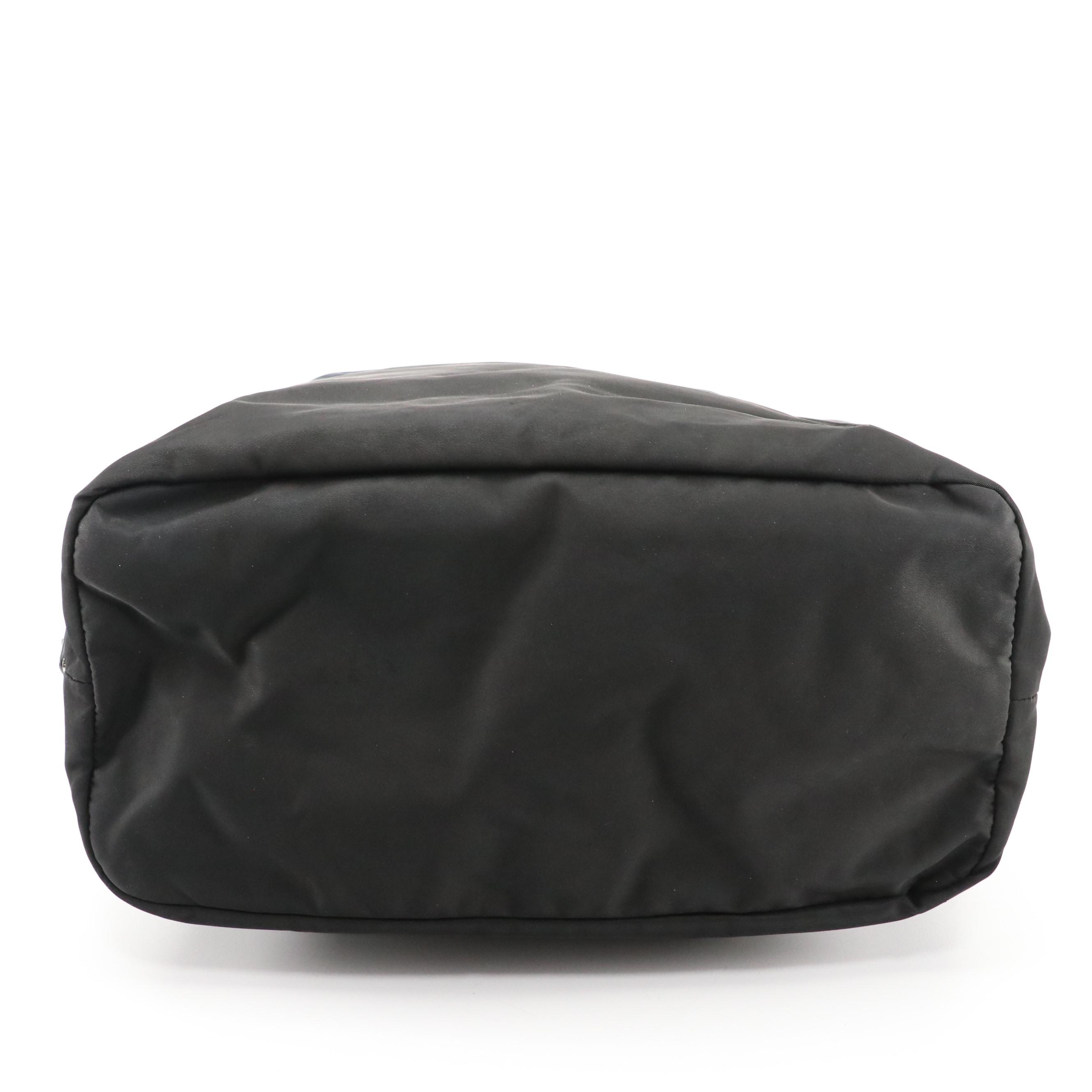 Prada Black and Navy Blue Nylon Reversible Two-Way Tote Bag