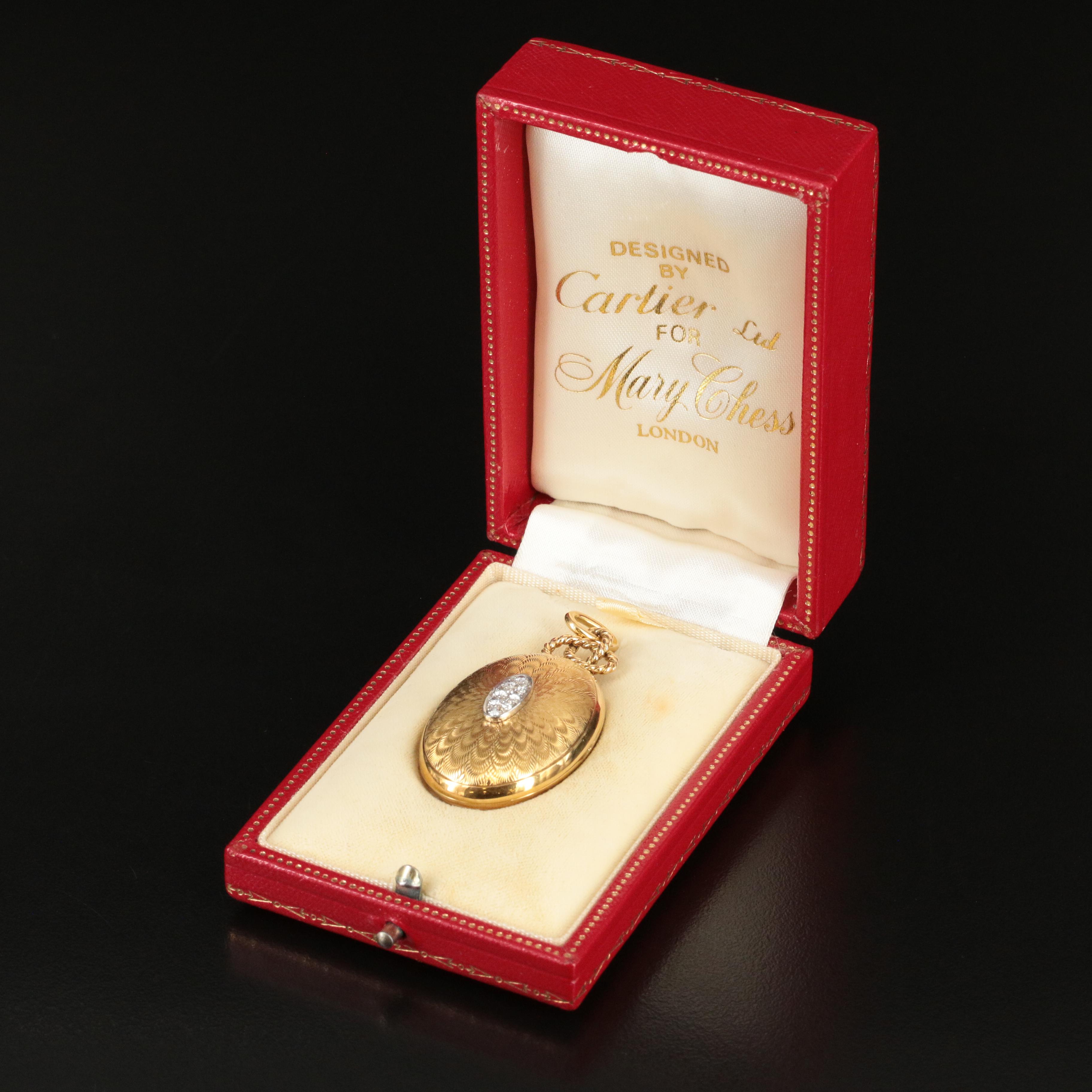 Cartier/Chess 18K, Platinum and Diamond Hand Engraved Perfumer Pendant