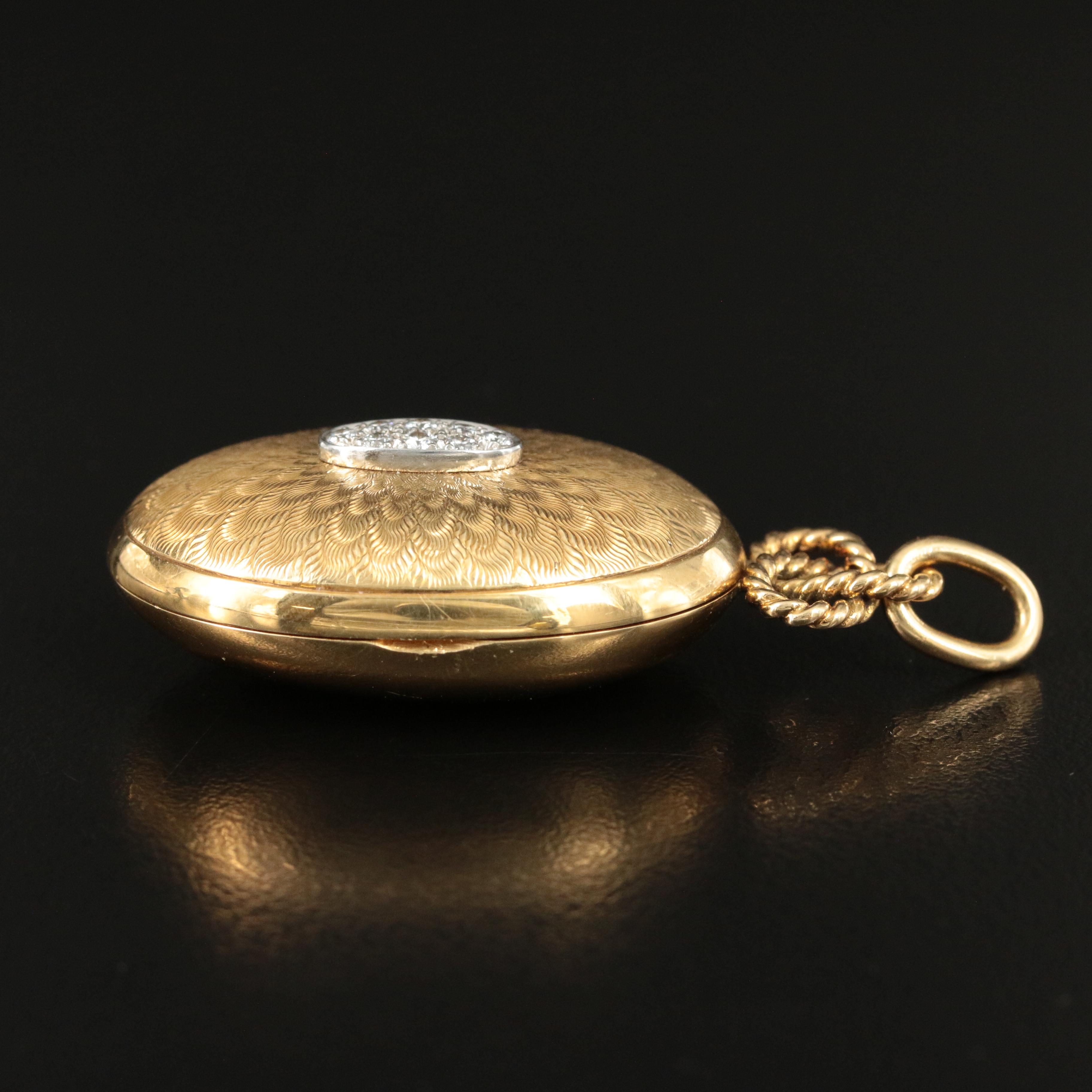 Cartier/Chess 18K, Platinum and Diamond Hand Engraved Perfumer Pendant