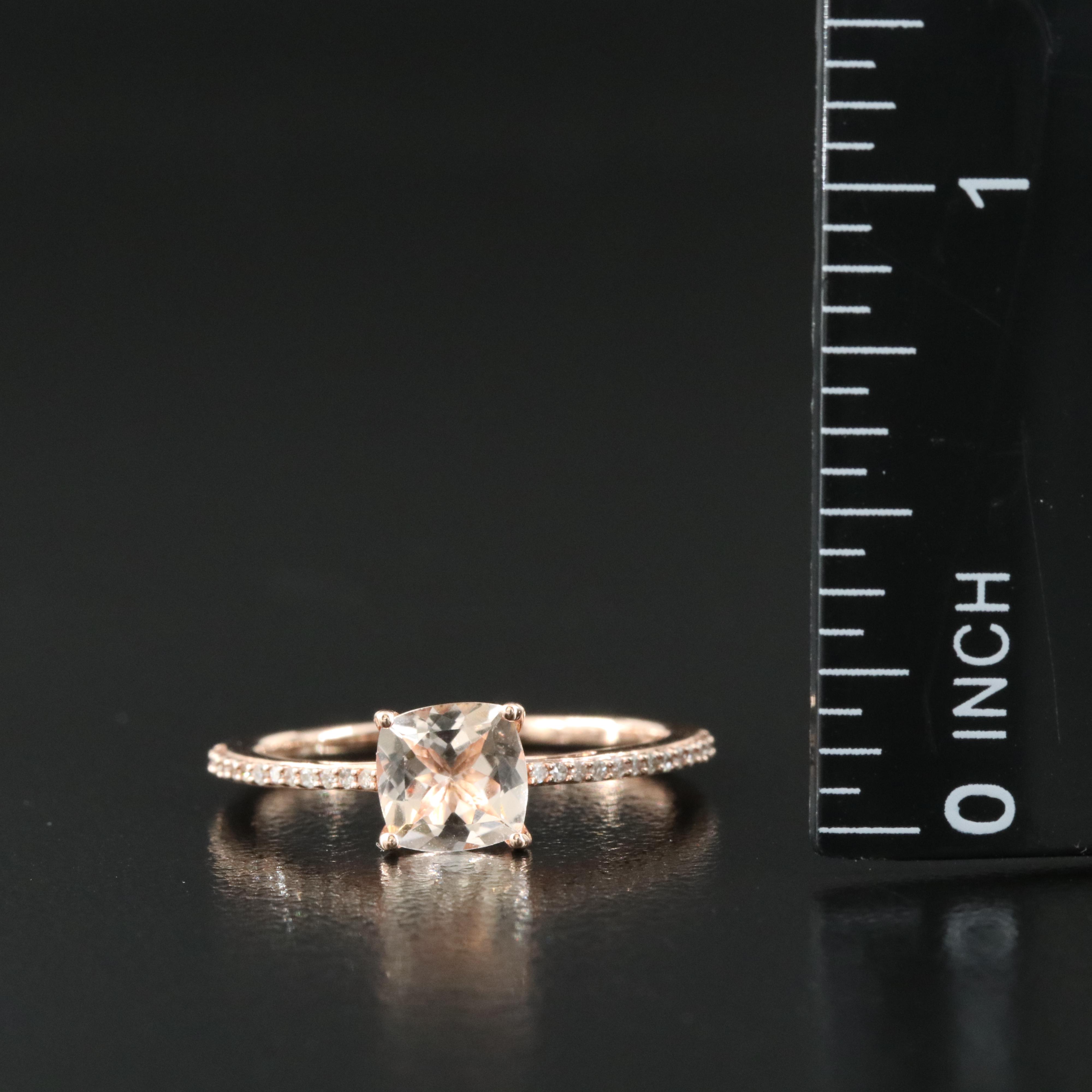 10K Rose Gold Morganite and Diamond Ring