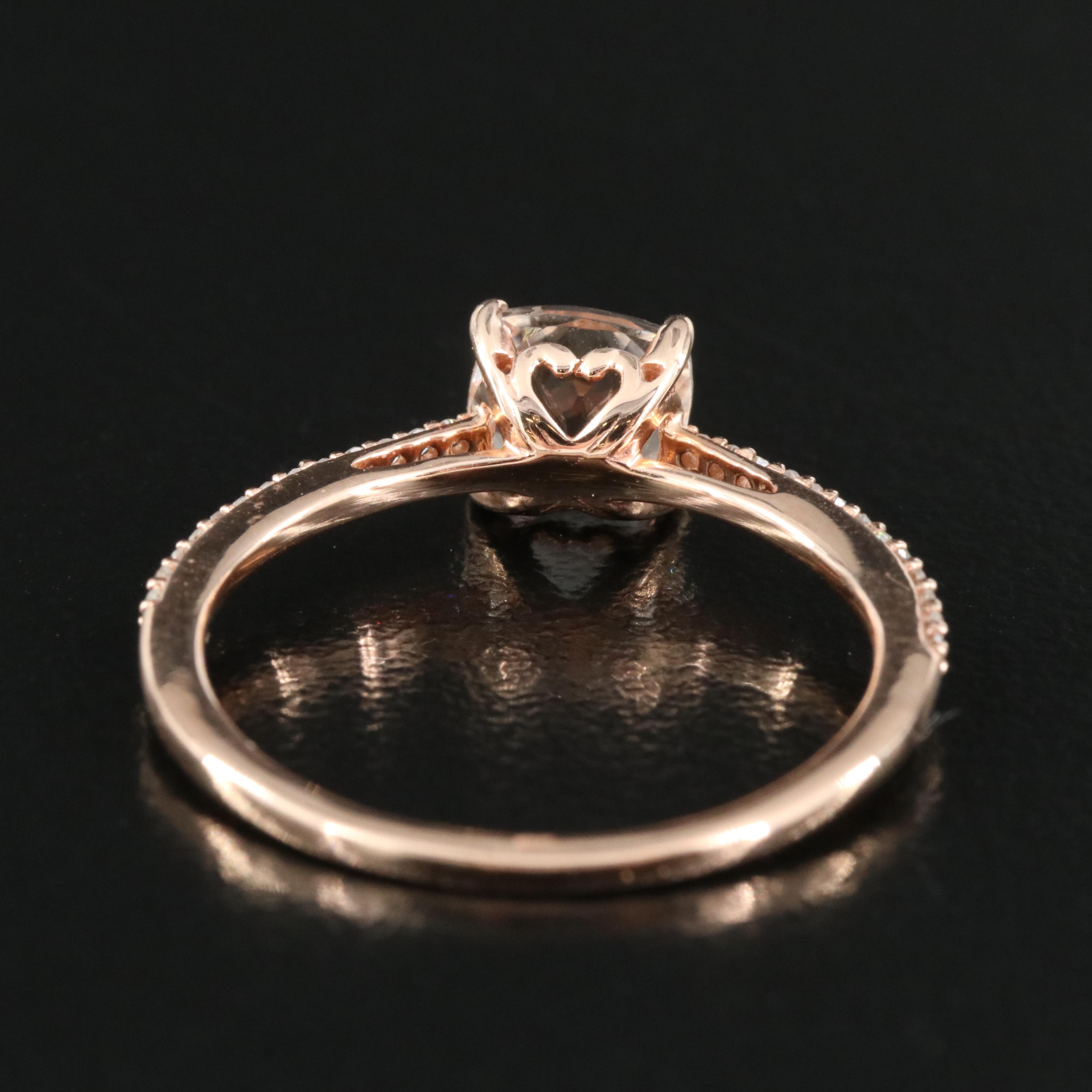 10K Rose Gold Morganite and Diamond Ring