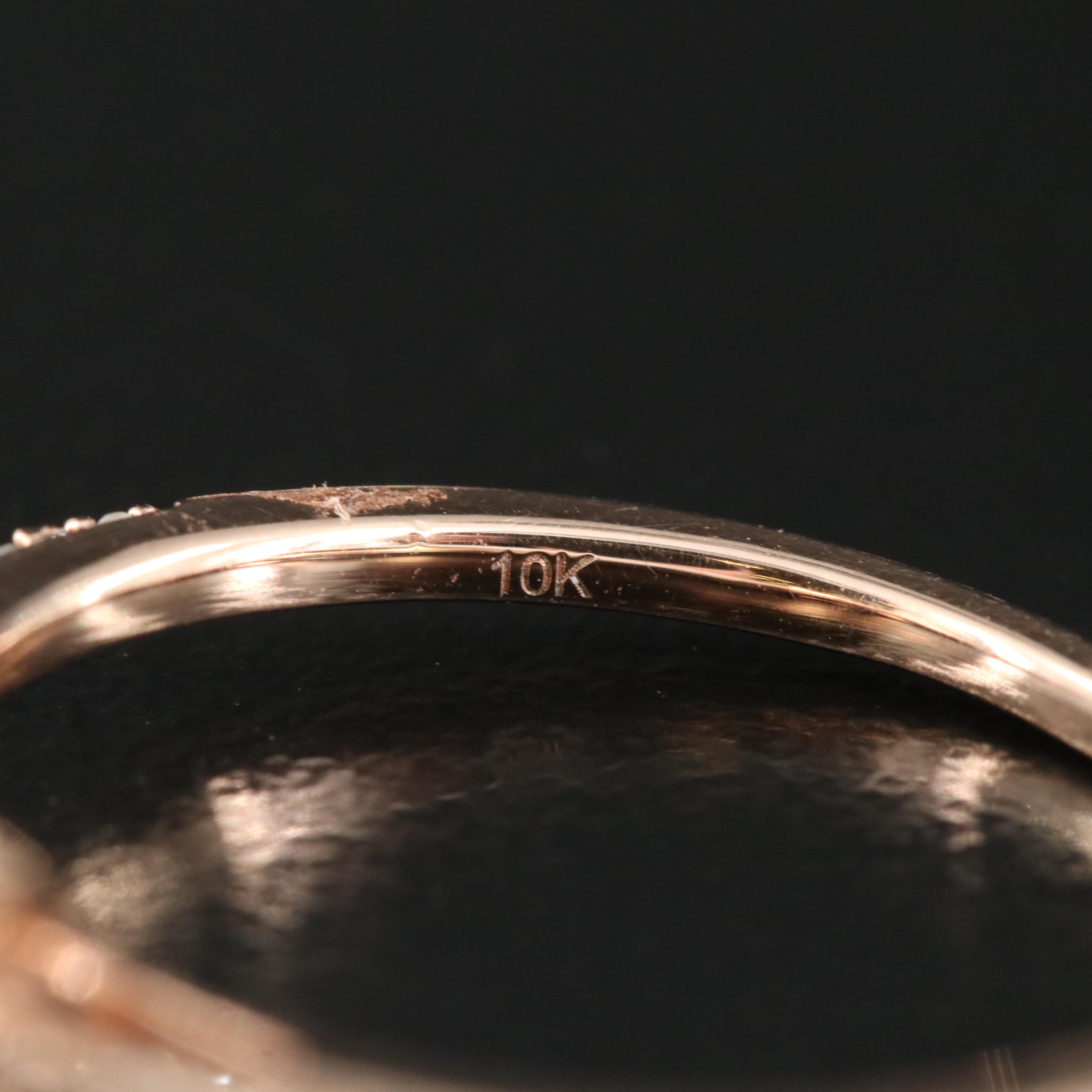 10K Rose Gold Morganite and Diamond Ring