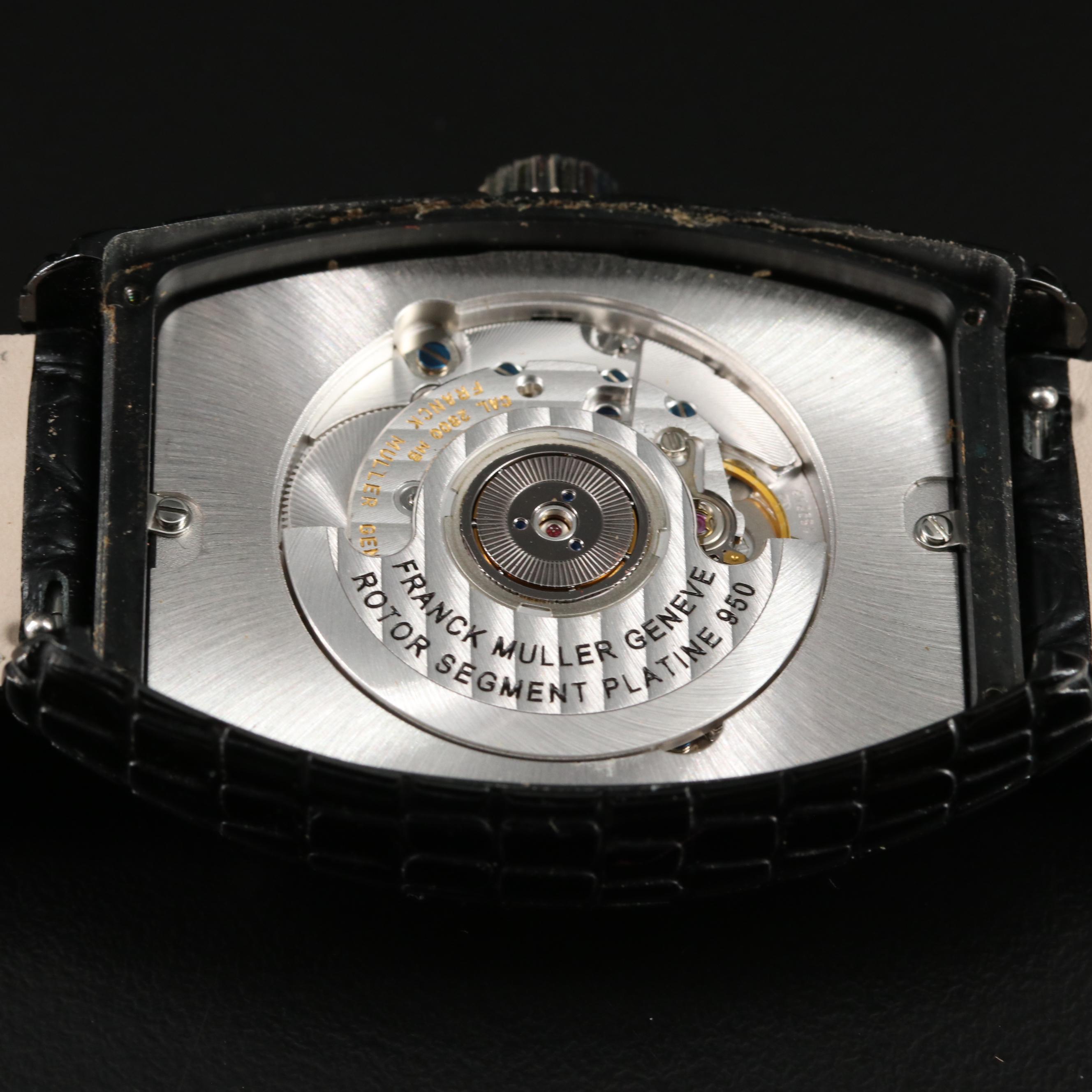Franck Muller Tonneau Curvex Black Croco Automatic Watch