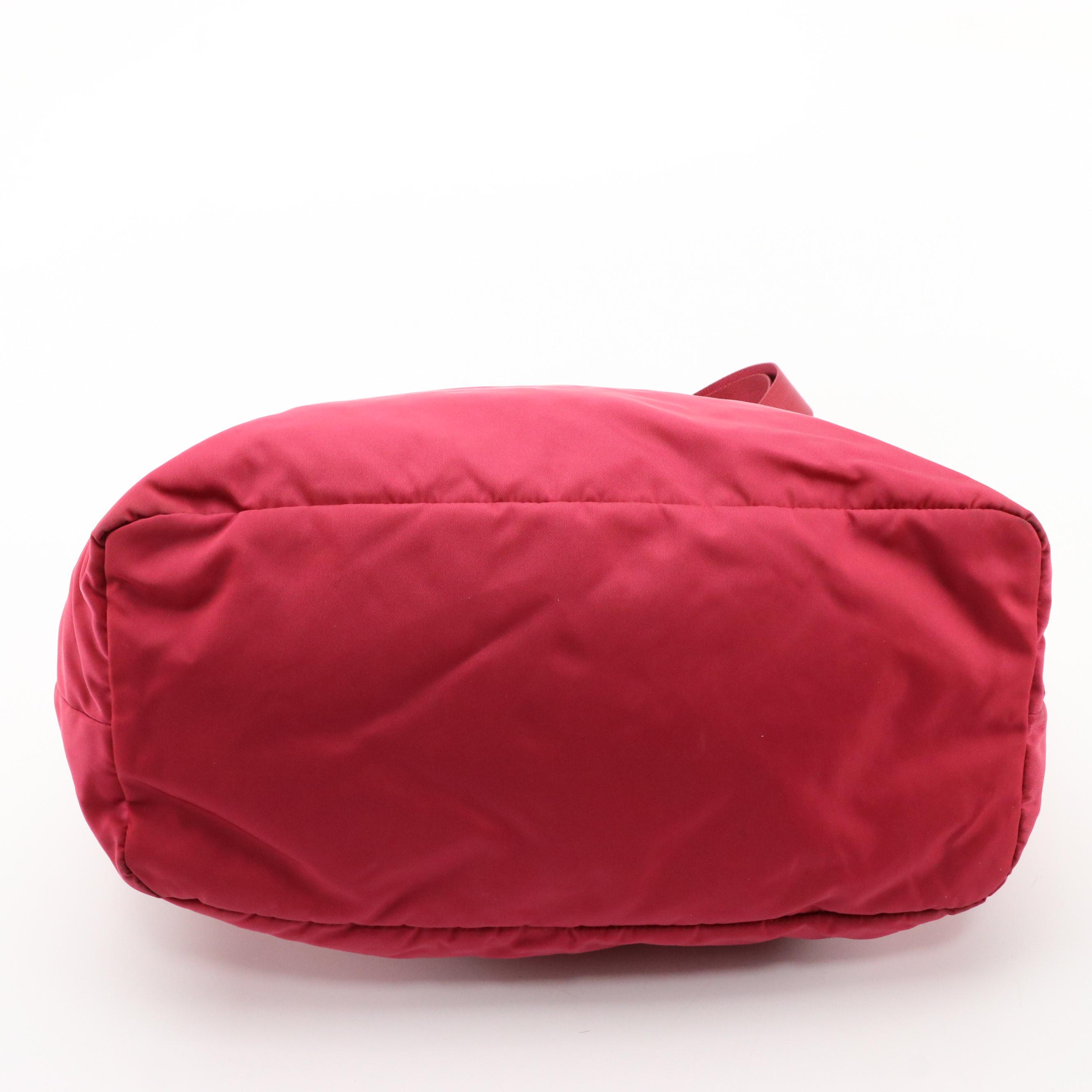 Prada Pink Tessuto Nylon and Leather Reversible Two-Way Tote Bag