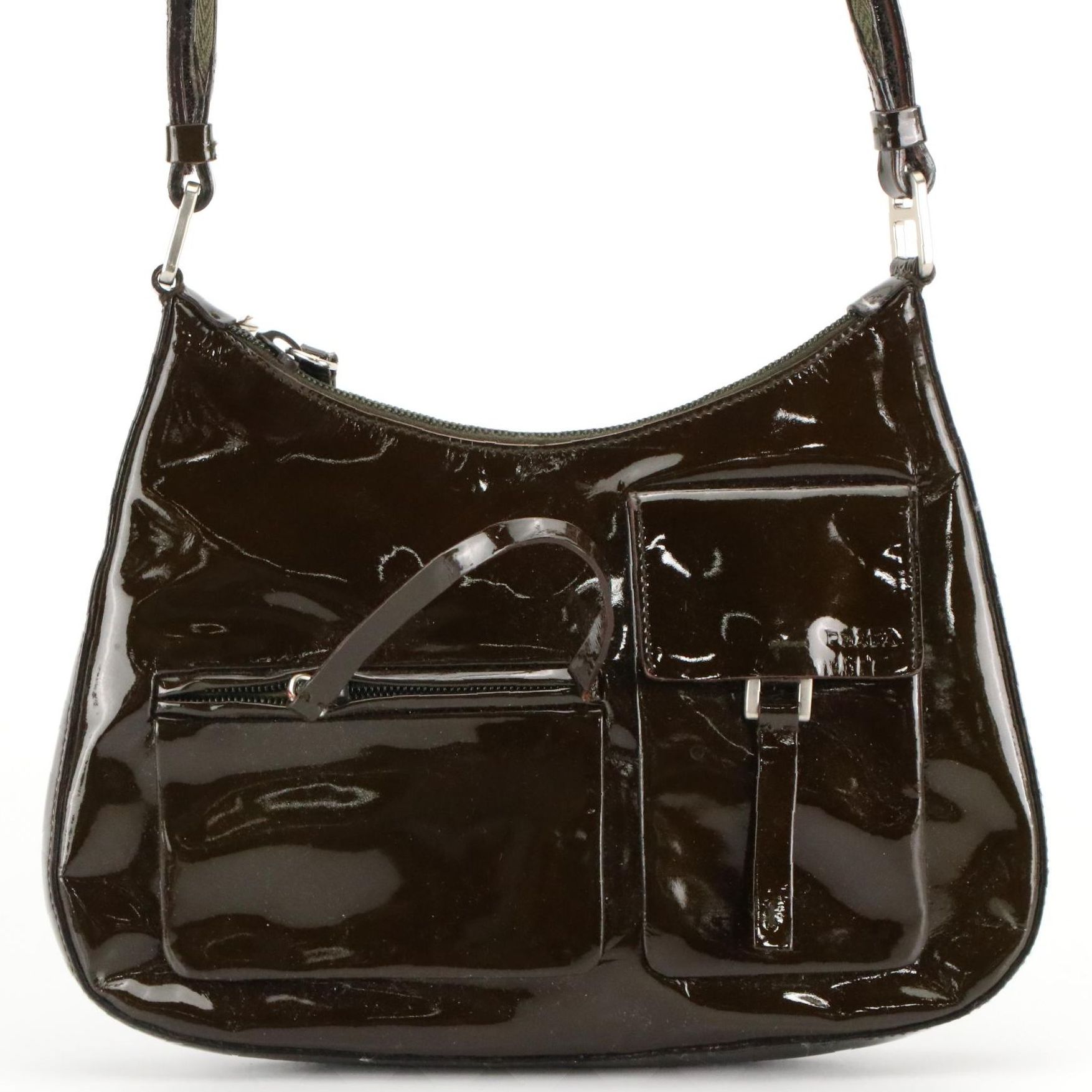 Prada Shimmery Patent Leather Shoulder Bag