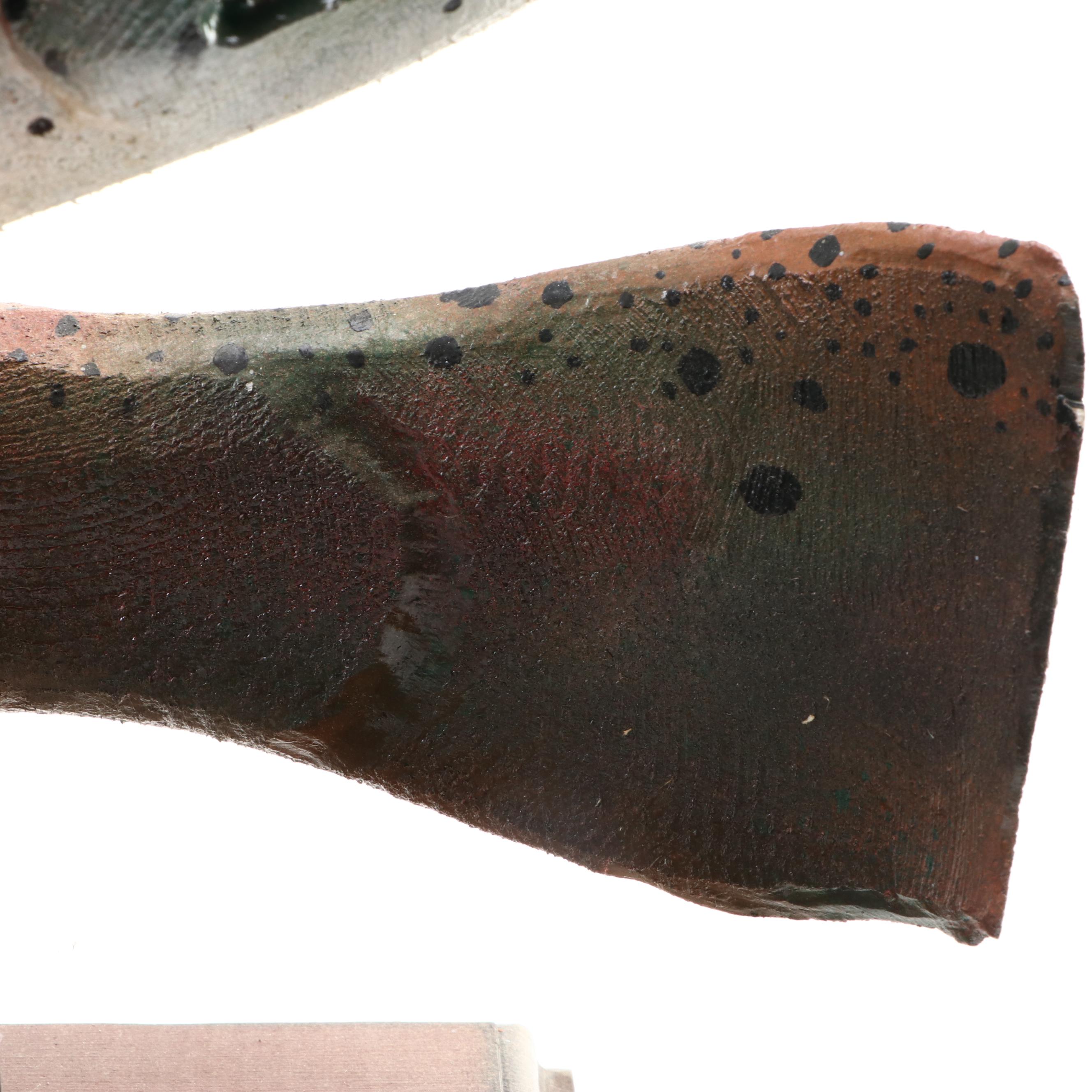 Hand-Painted Trout Fish Display on Wooden Stand