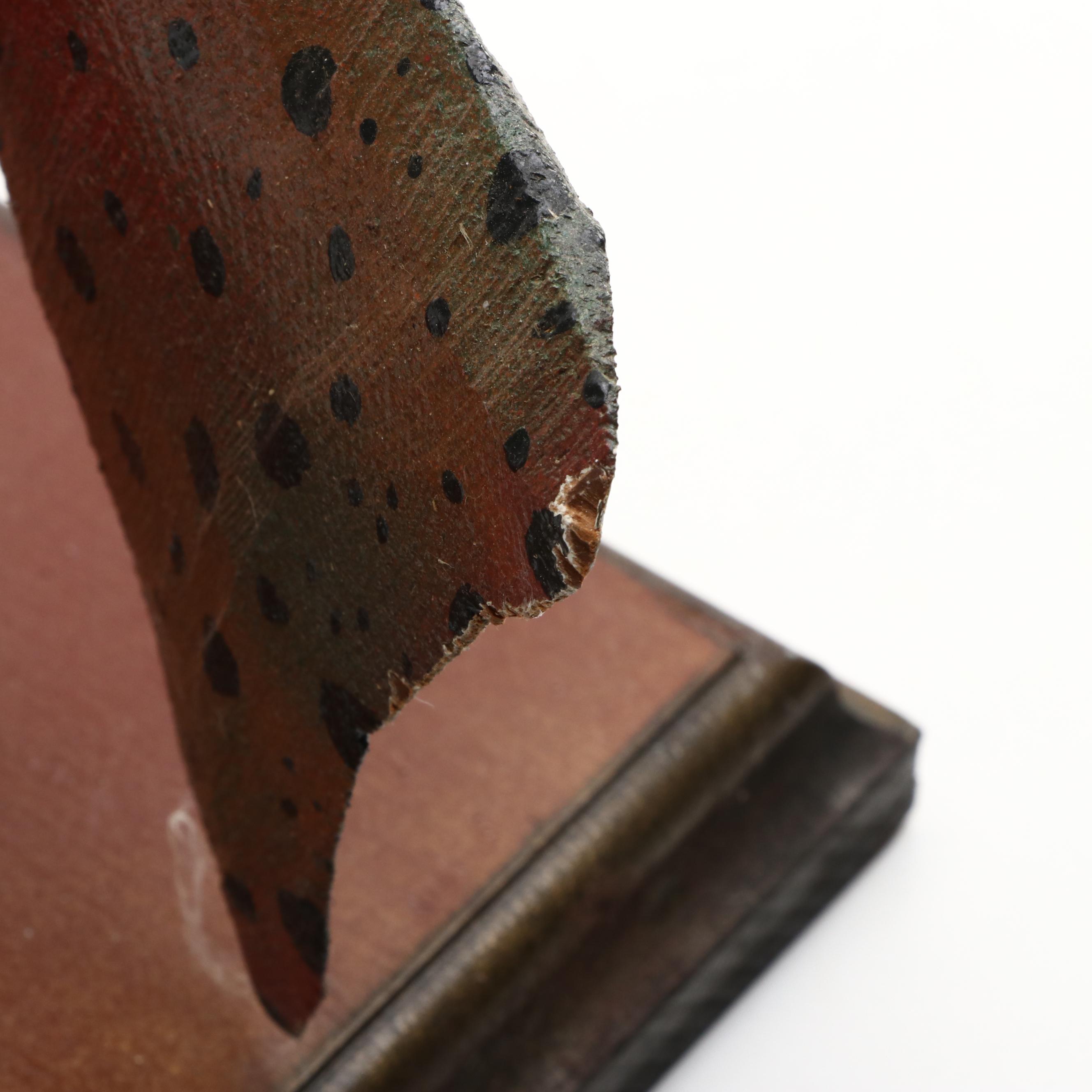 Hand-Painted Trout Fish Display on Wooden Stand