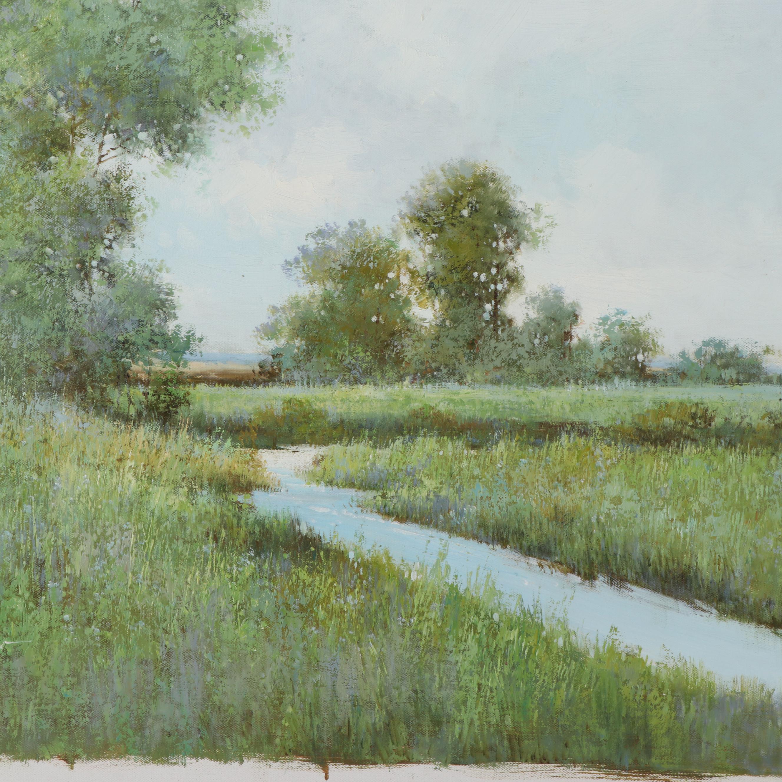 Kingston Marsh Landscape Oil Painting, 21st Century