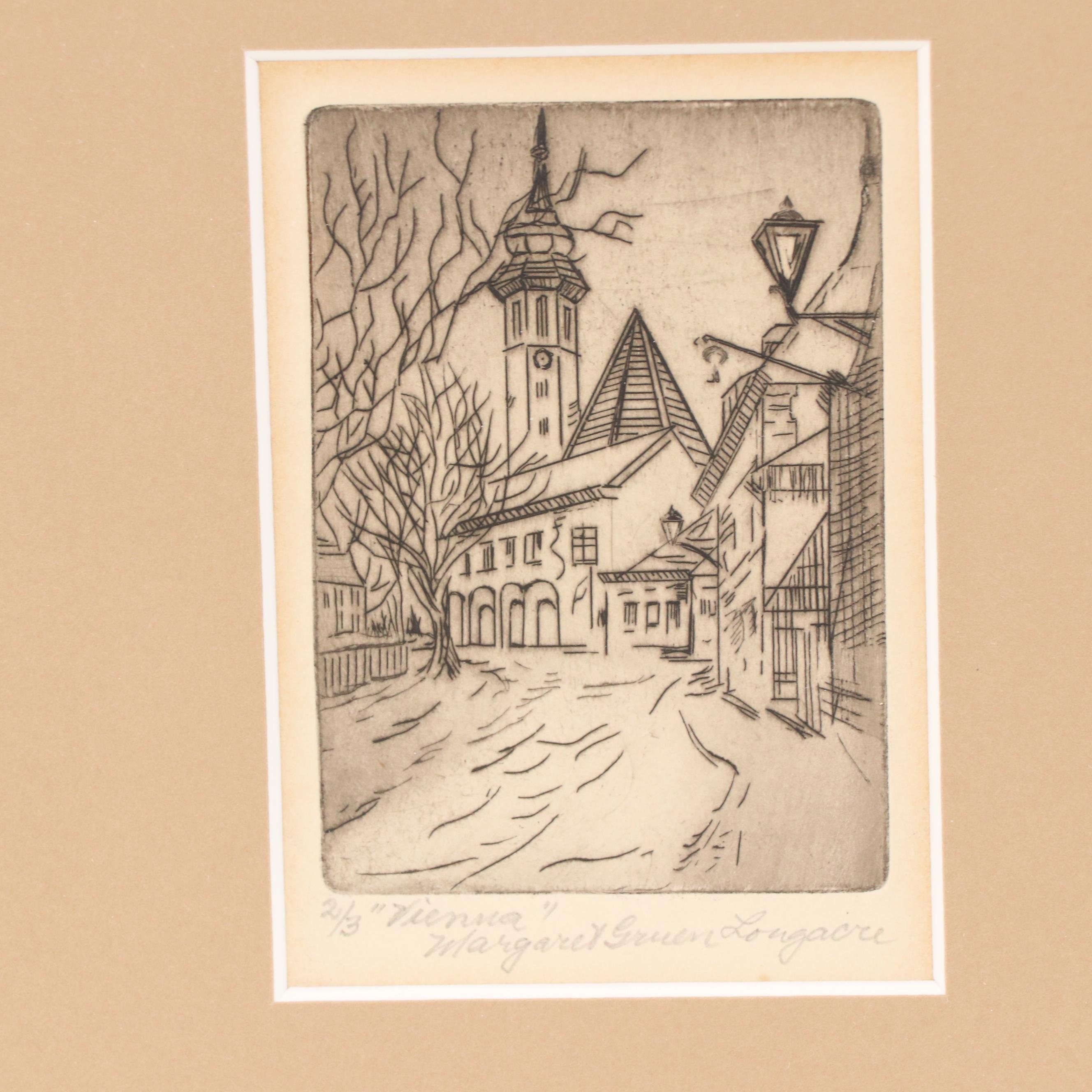 Margaret Gruen Longacre Etchings "Matterhorn in the Moonlight"