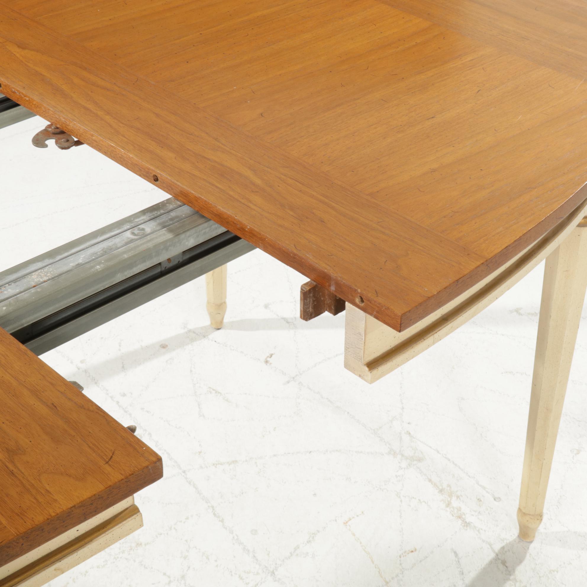 Louis XVI Style Parcel-Painted Oval Extension Dining Table