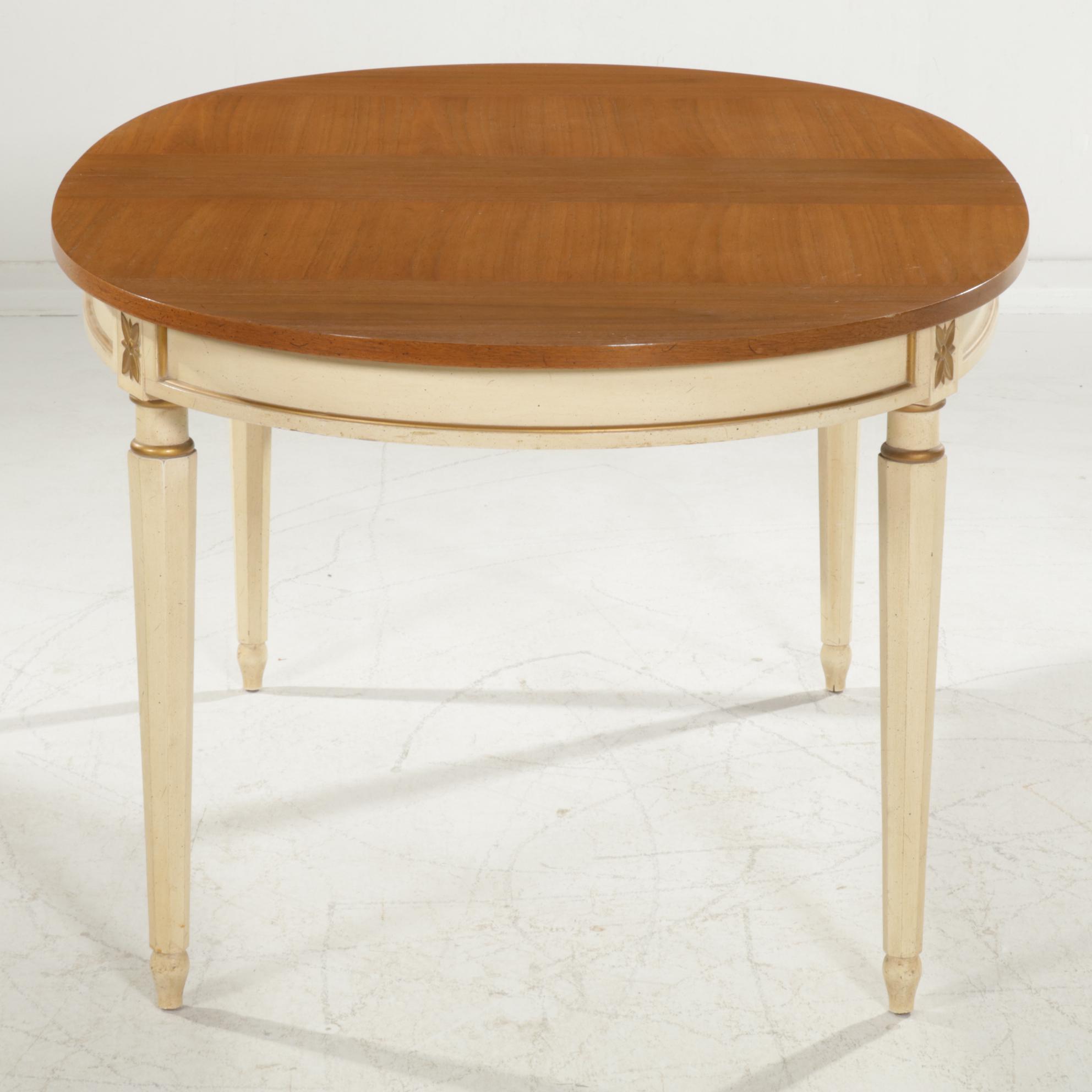 Louis XVI Style Parcel-Painted Oval Extension Dining Table
