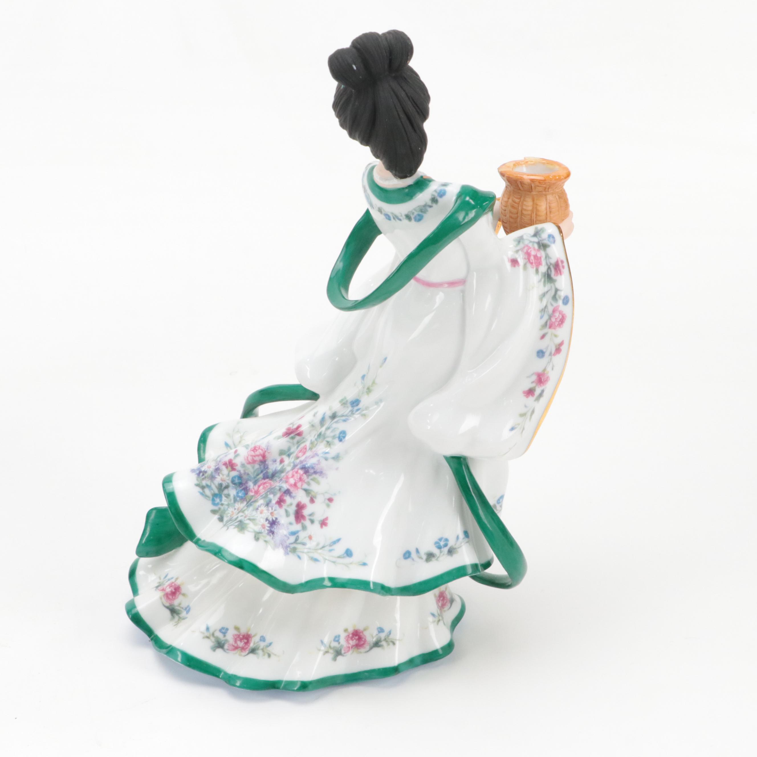 Lena Liu for Danbury Mint "Rose Princess" and "Iris Princess" Ceramic Figurines
