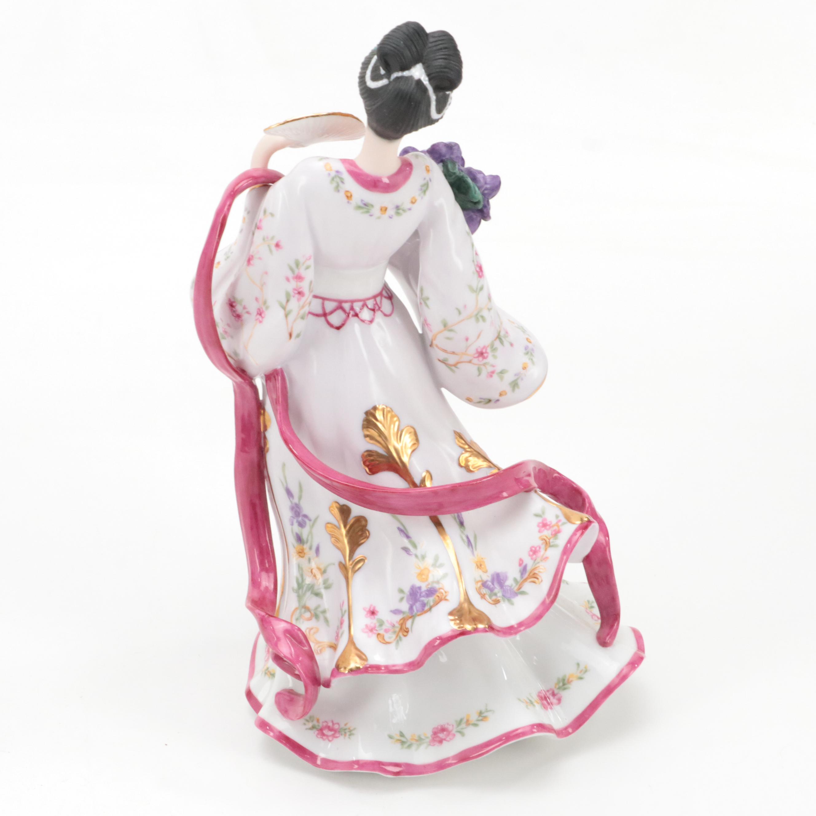 Lena Liu for Danbury Mint "Rose Princess" and "Iris Princess" Ceramic Figurines