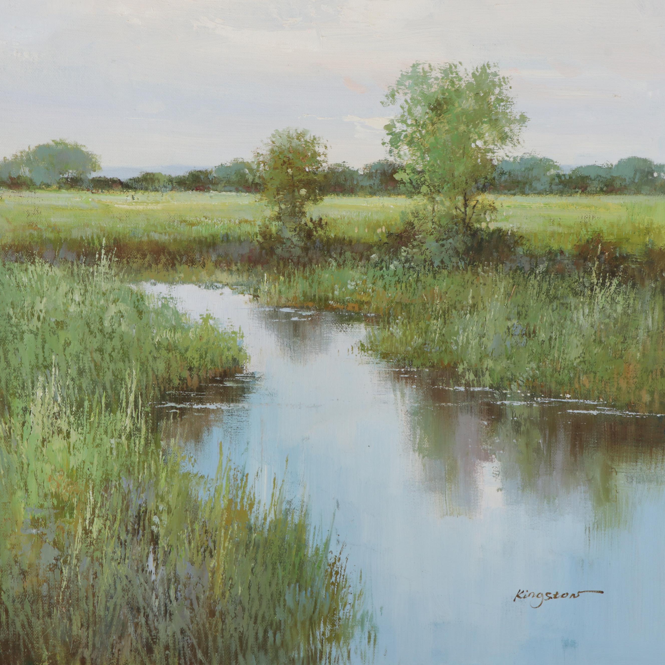 Kingston Marsh Landscape Oil Painting, 21st Century