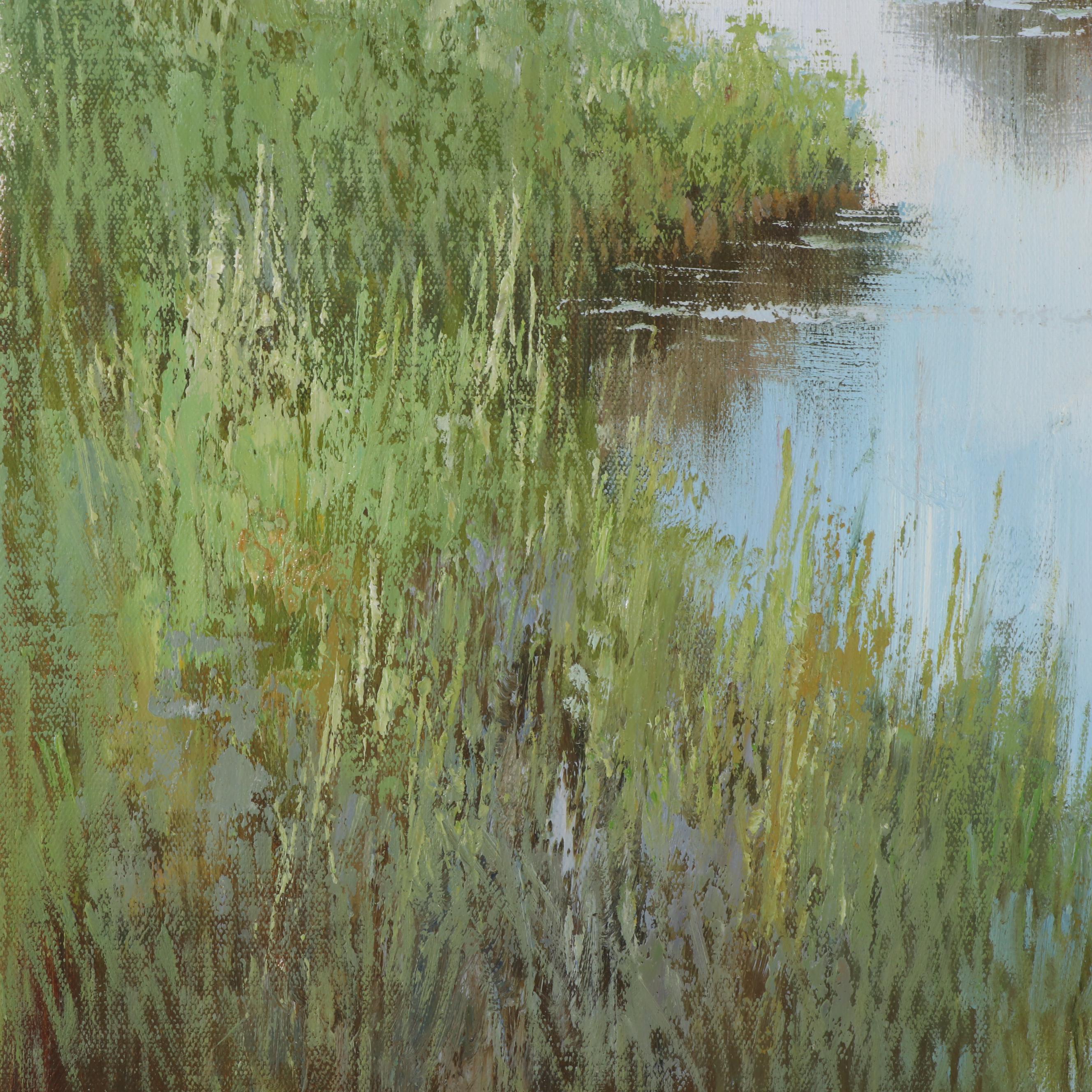 Kingston Marsh Landscape Oil Painting, 21st Century