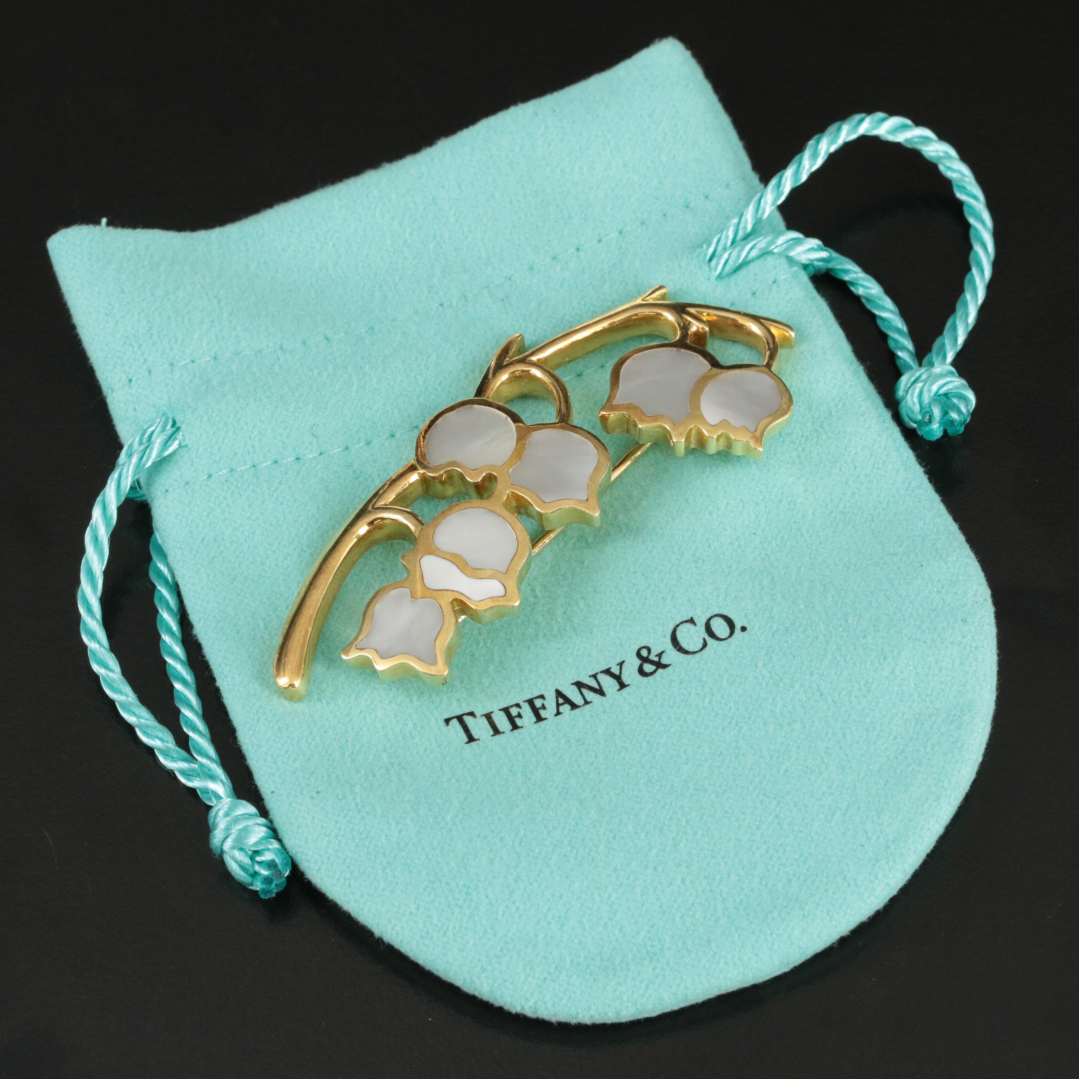 Tiffany & Co. 18K and Mother-of-Pearl Lily of the Valley Brooch