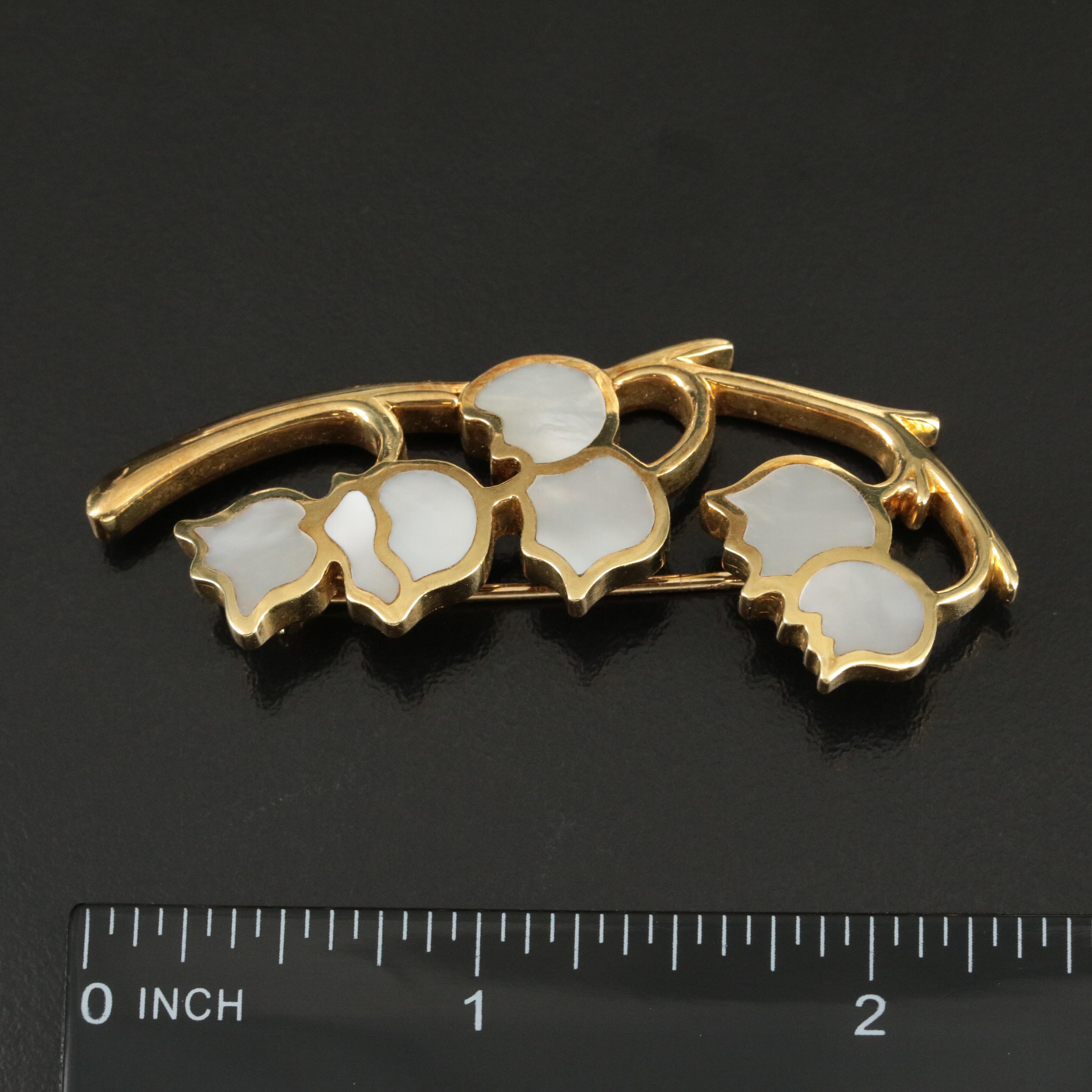 Tiffany & Co. 18K and Mother-of-Pearl Lily of the Valley Brooch