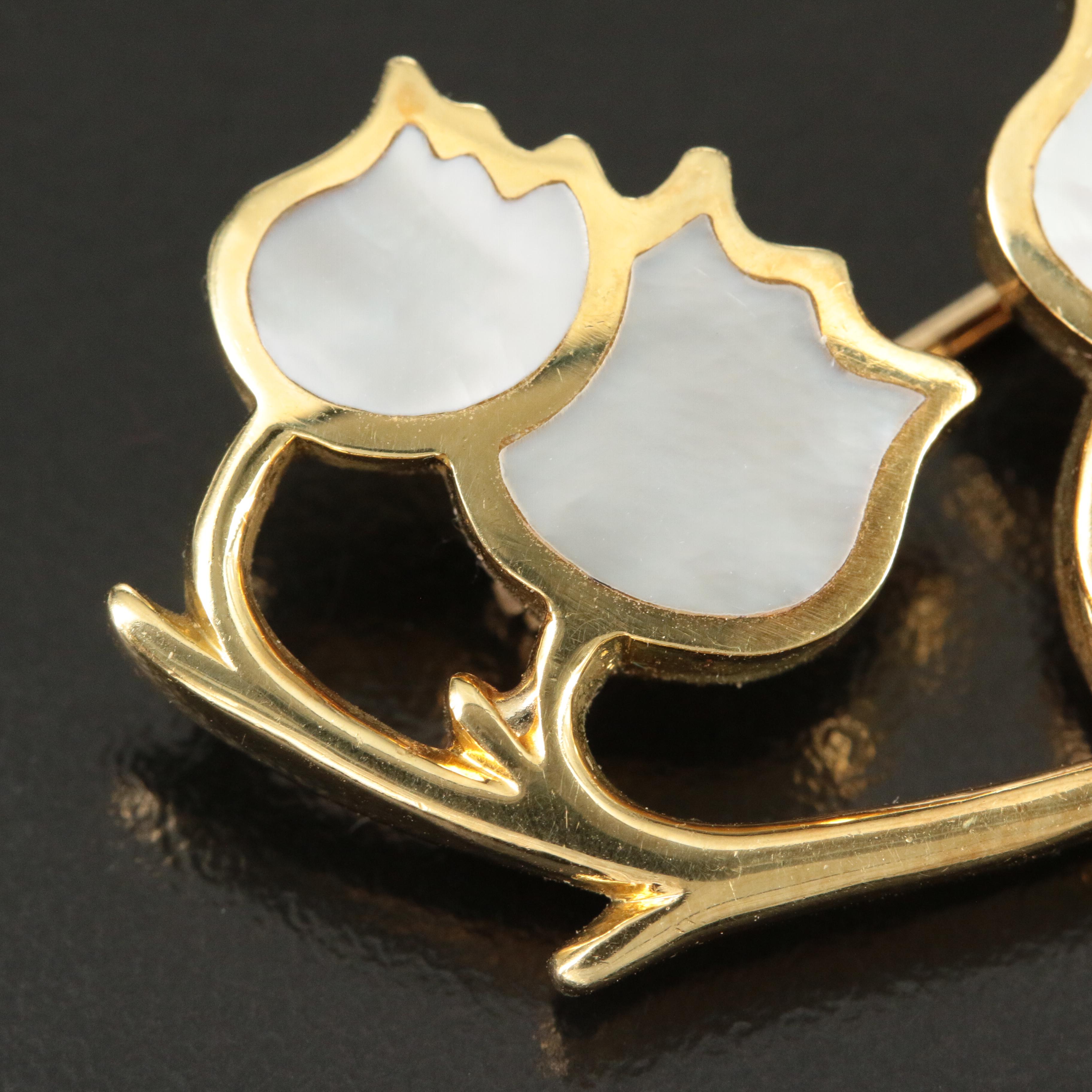 Tiffany & Co. 18K and Mother-of-Pearl Lily of the Valley Brooch