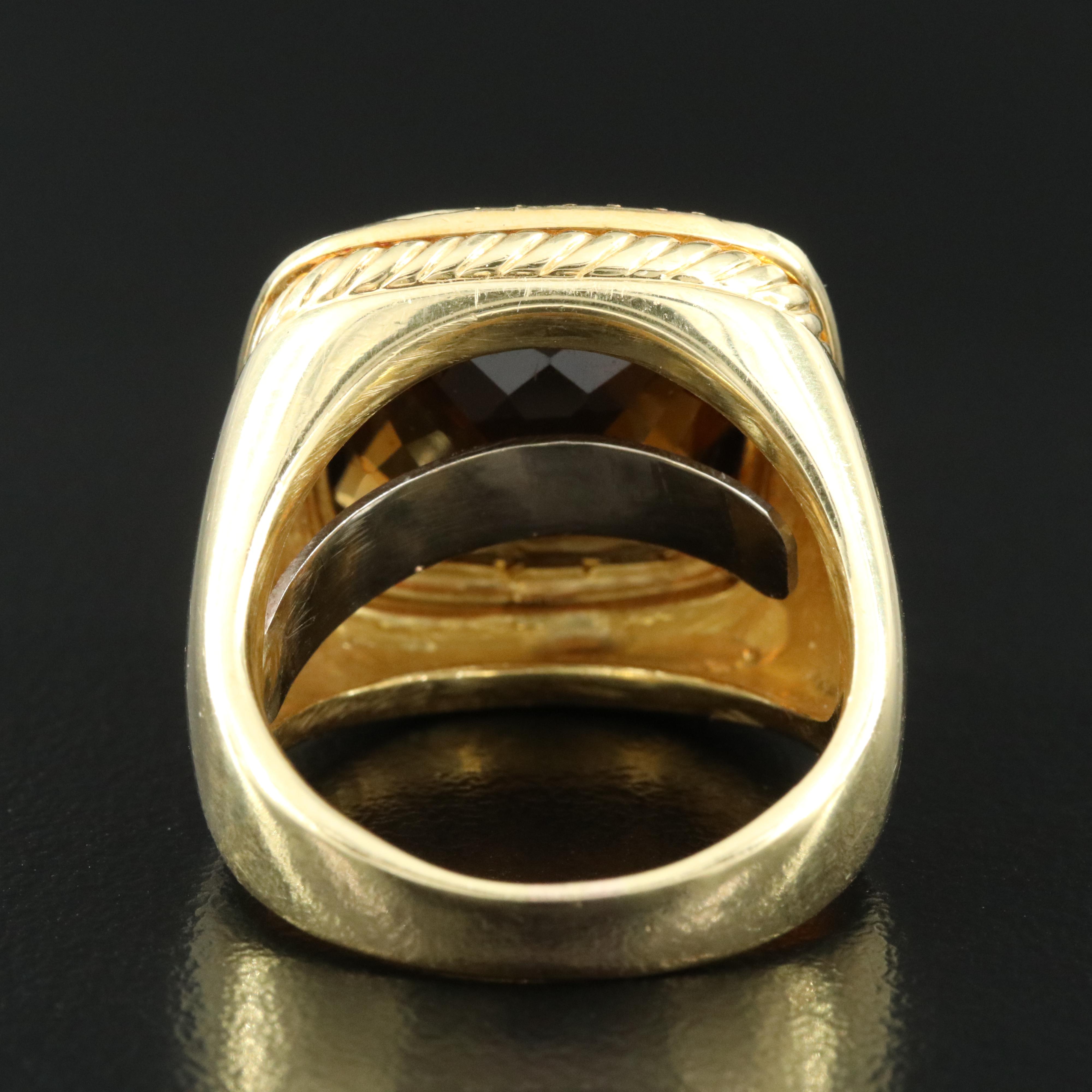 David Yurman "Albion" 18K Smoky Quartz and Diamond Ring