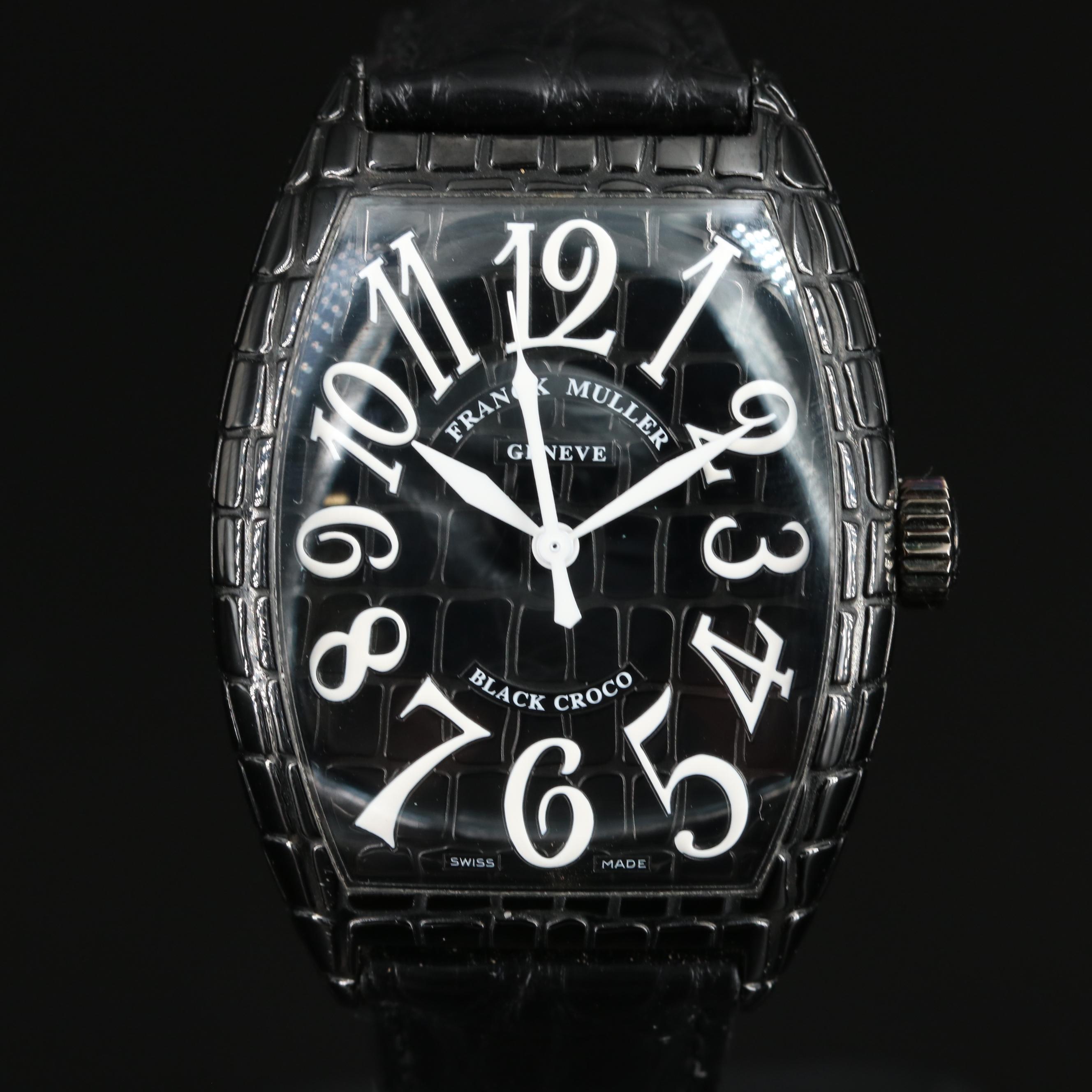 Franck Muller Tonneau Curvex Black Croco Automatic Watch