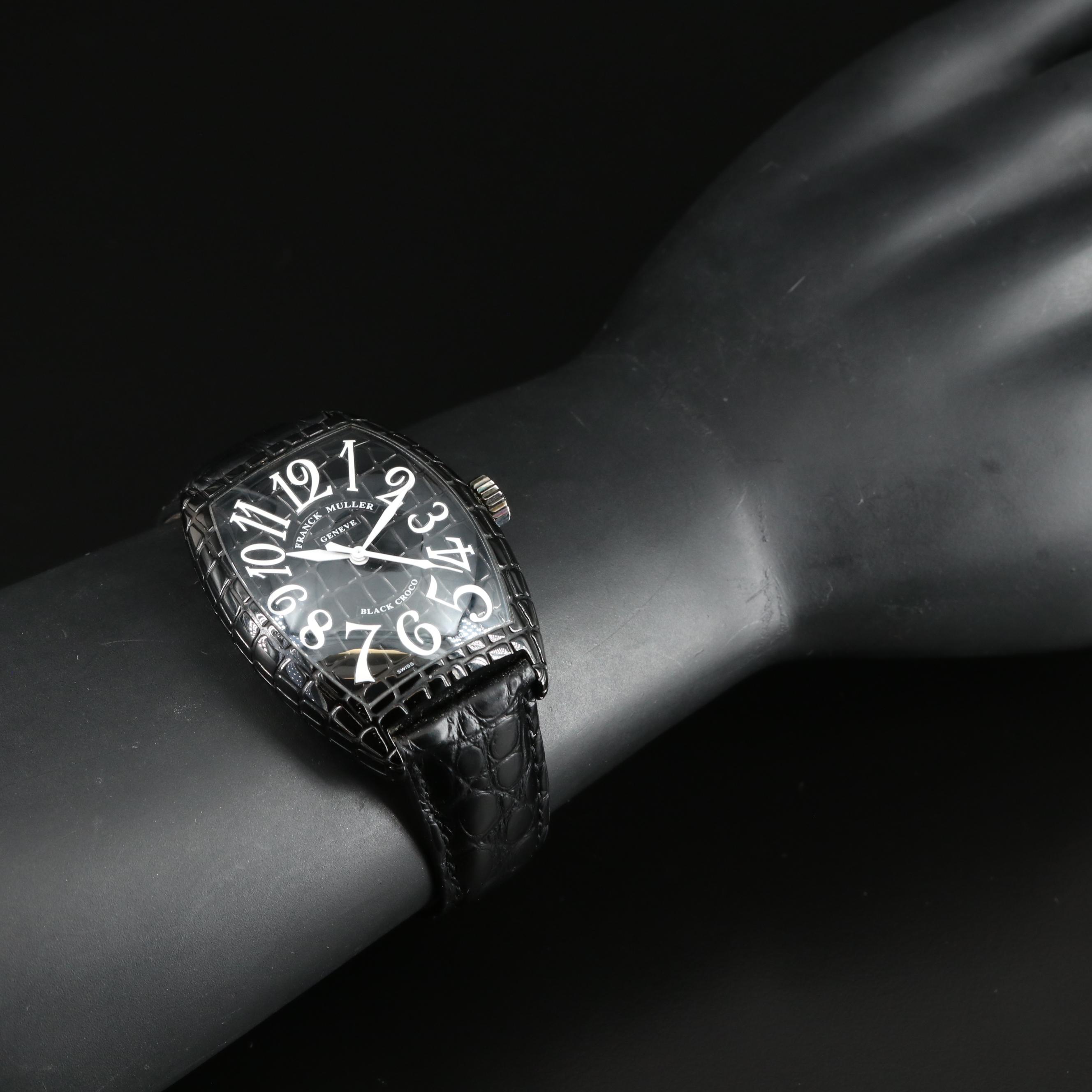 Franck Muller Tonneau Curvex Black Croco Automatic Watch
