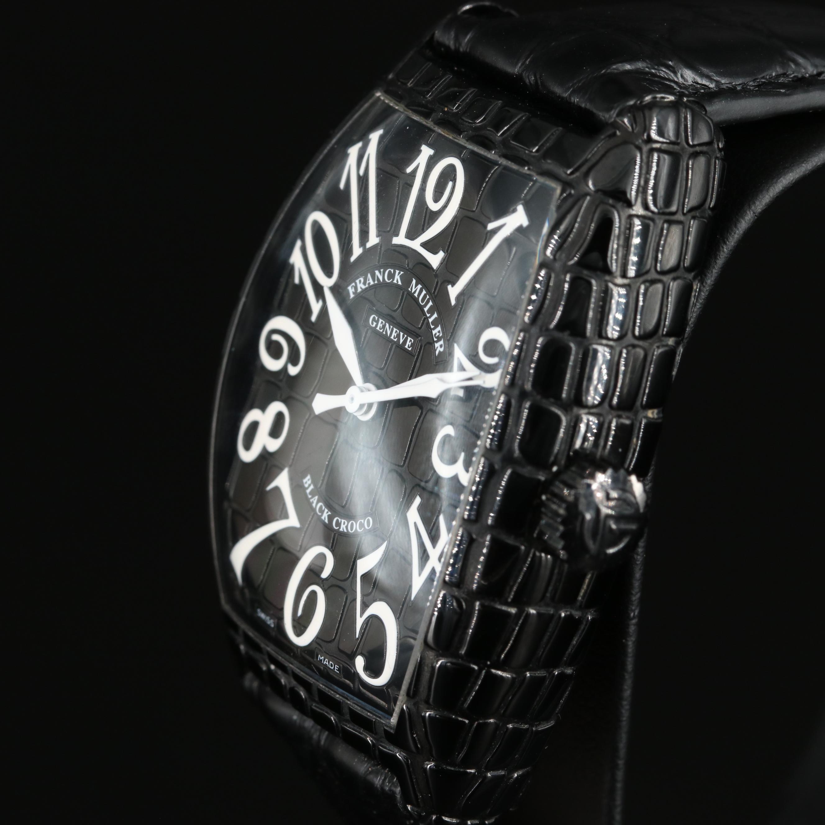 Franck Muller Tonneau Curvex Black Croco Automatic Watch