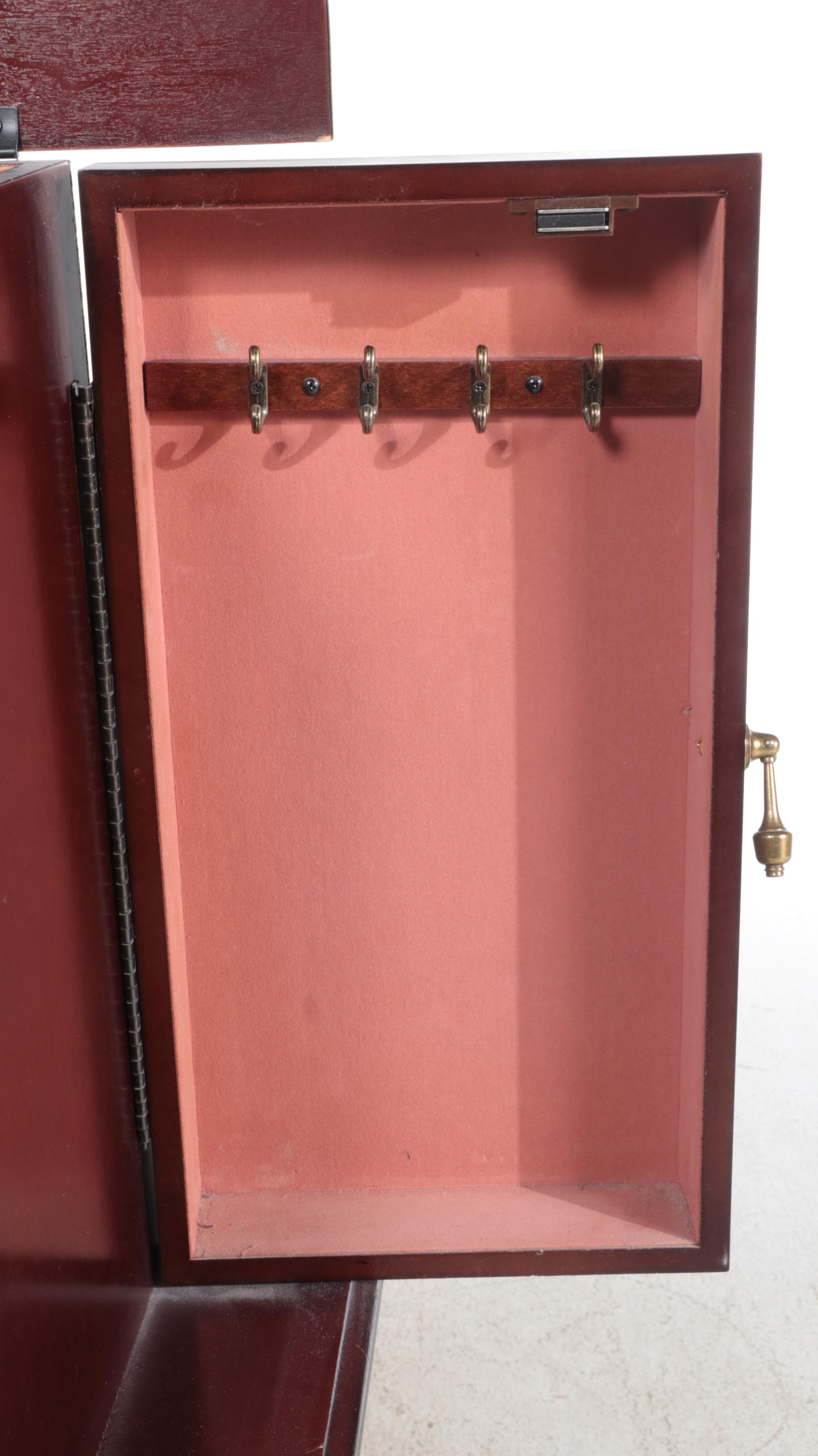 Queen Anne Style Mahogany Finish Jewelry Armoire