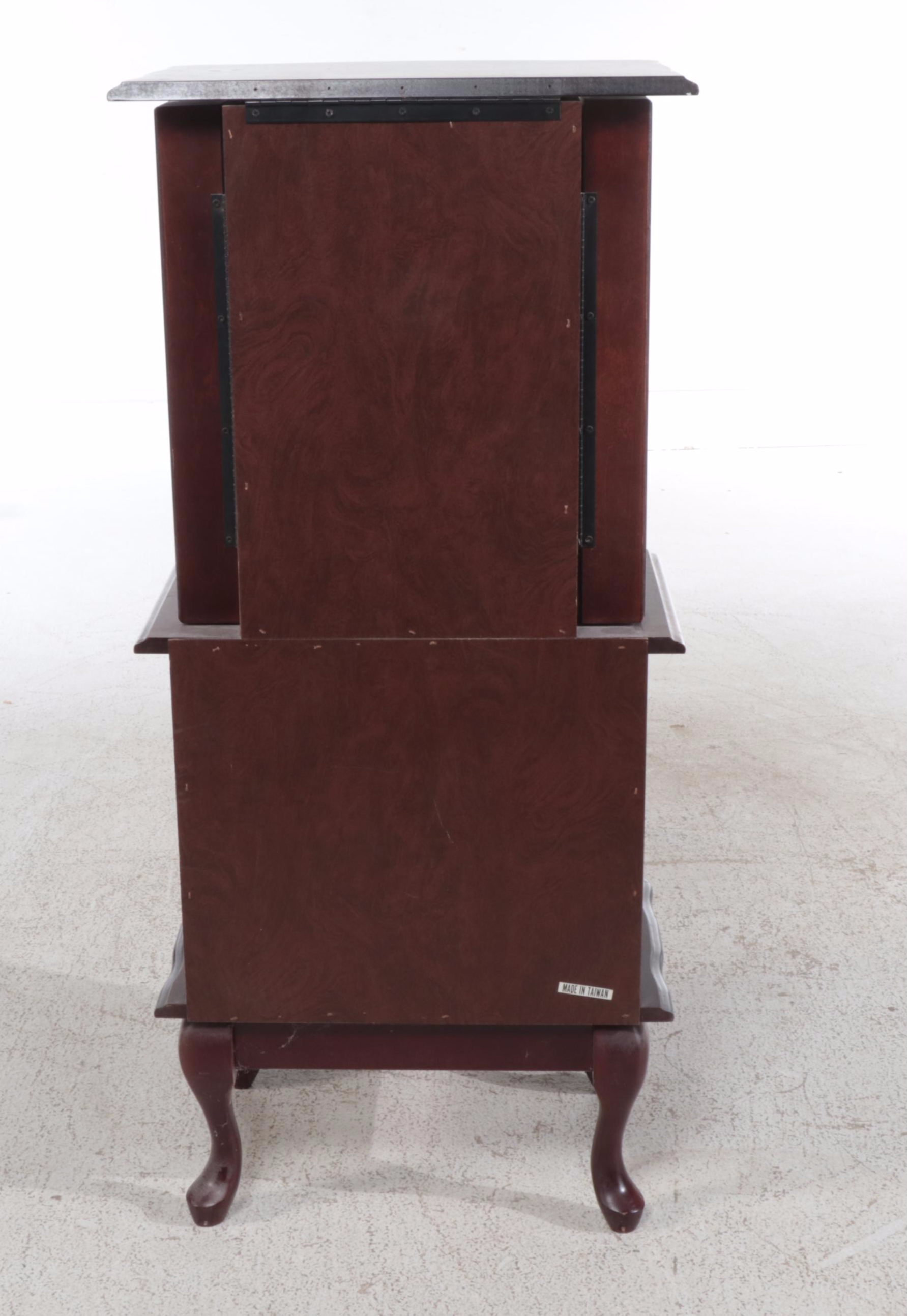 Queen Anne Style Mahogany Finish Jewelry Armoire