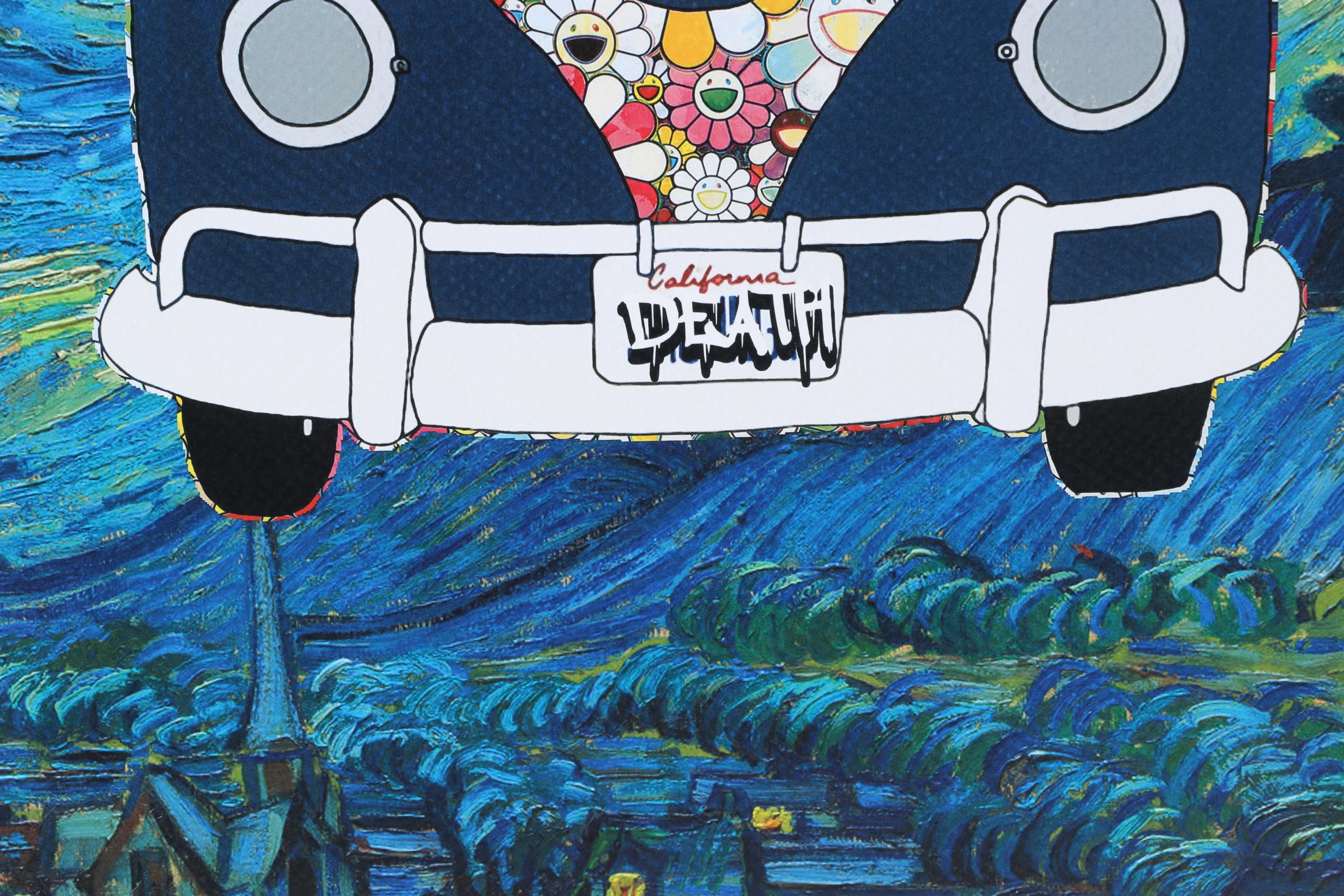 Death NYC Pop Art Graphic Print of Snoopy and Woodstock in VW Bus