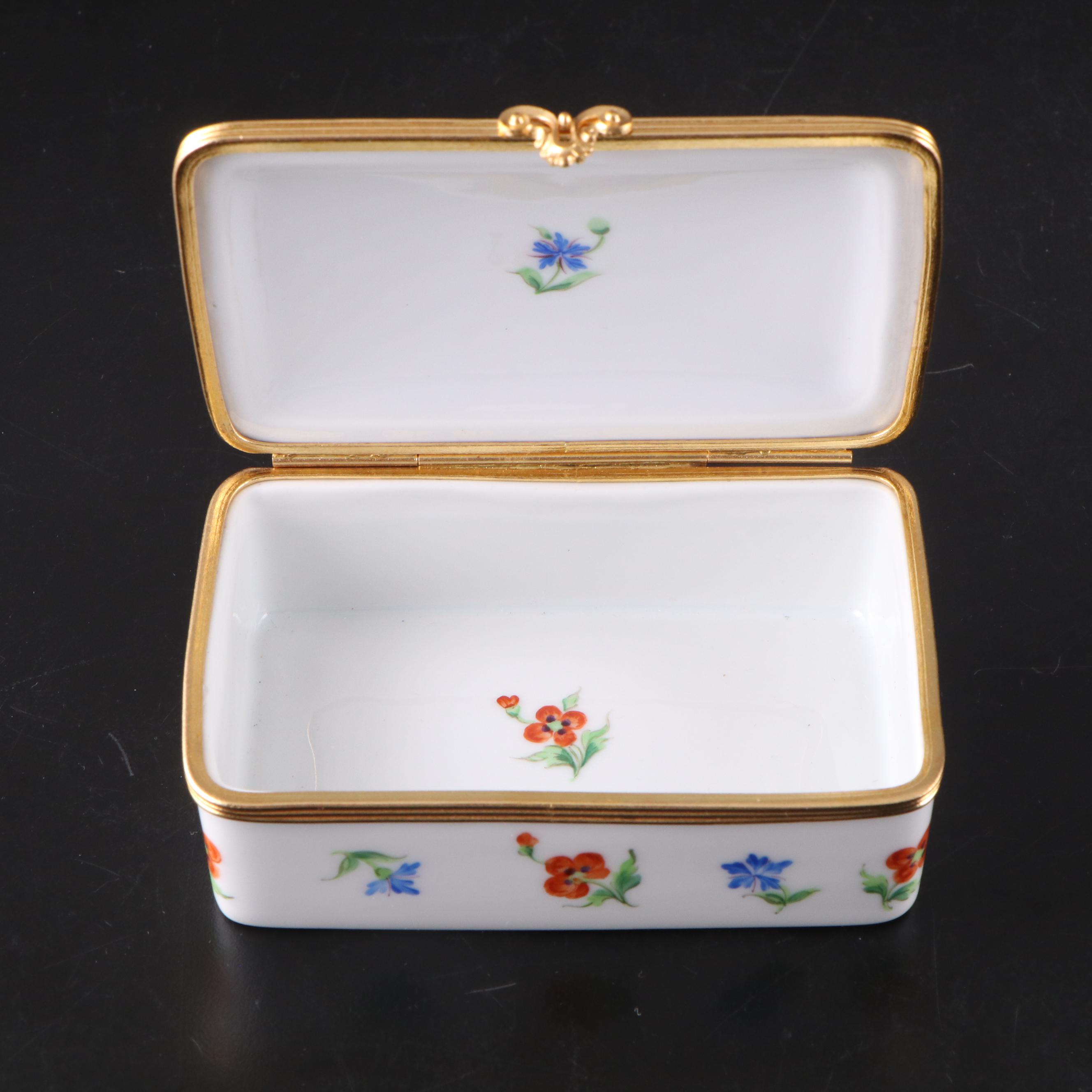 French Tiffany & Co. Private Stock Hand-Painted Floral Porcelain Box