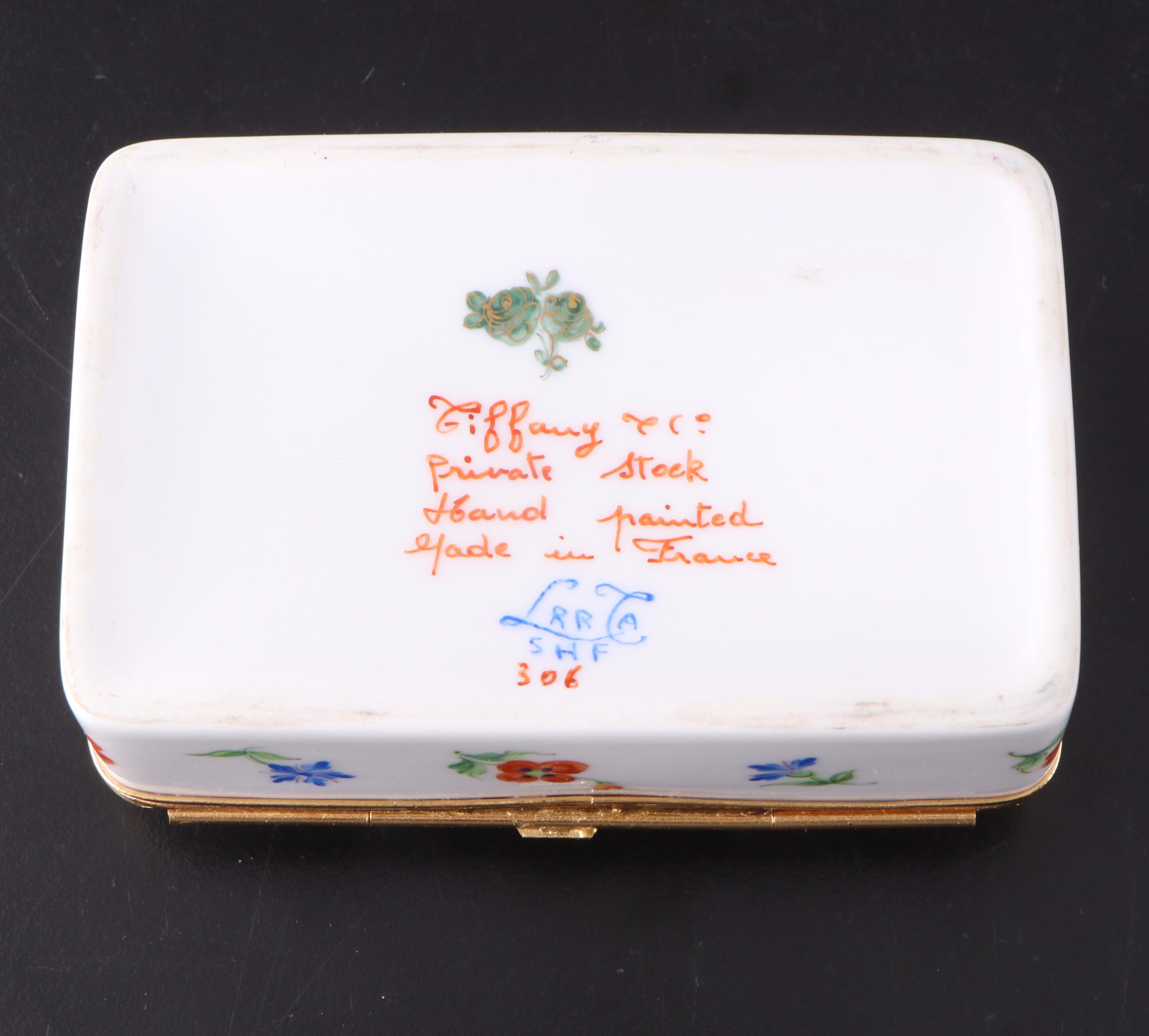 French Tiffany & Co. Private Stock Hand-Painted Floral Porcelain Box