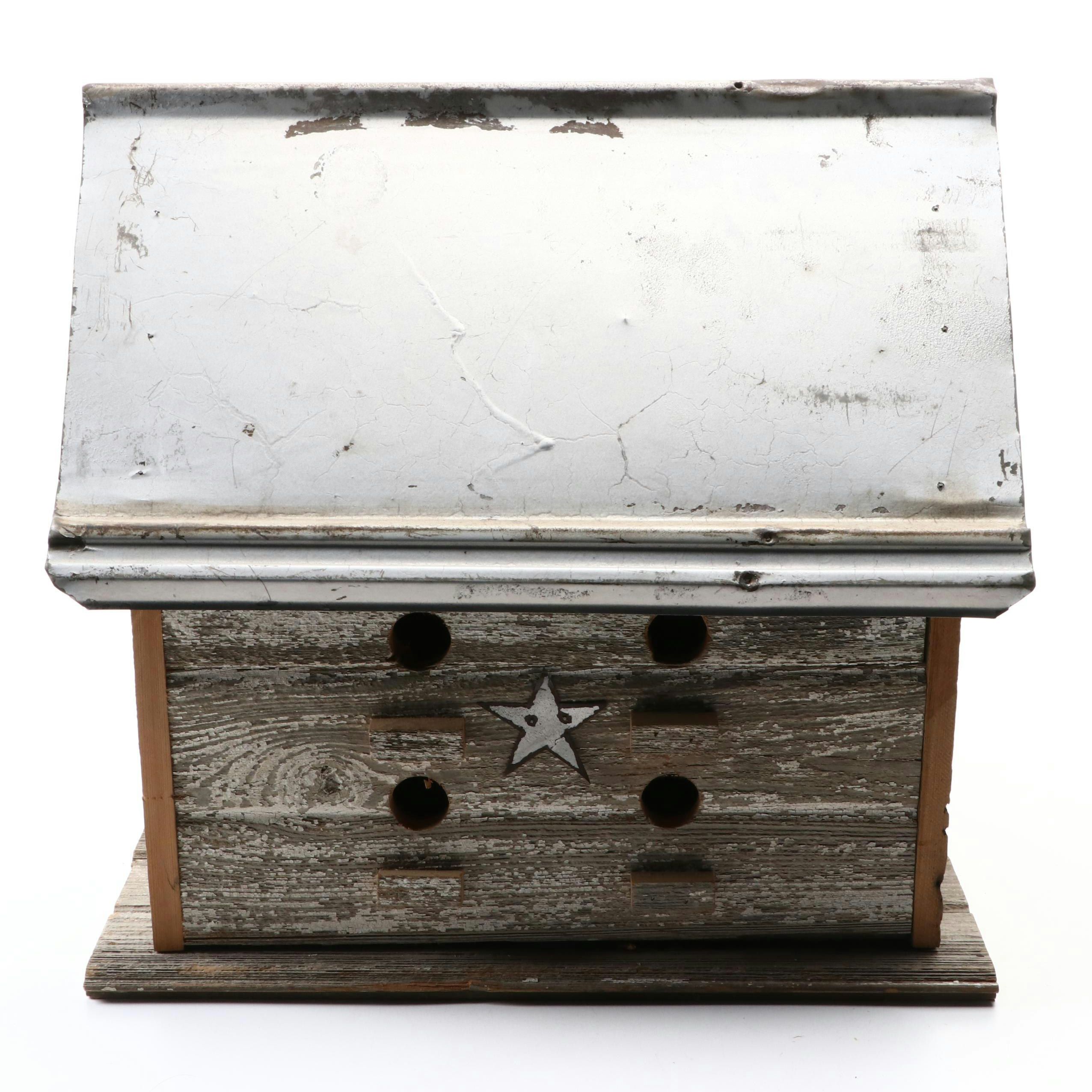 Folk Art Style Wooden Hand-Crafted Birdhouse