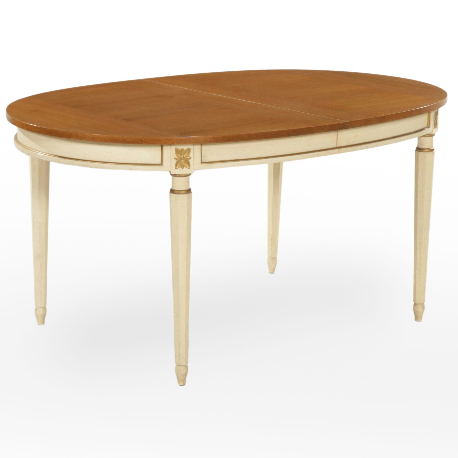 Louis XVI Style Parcel-Painted Oval Extension Dining Table