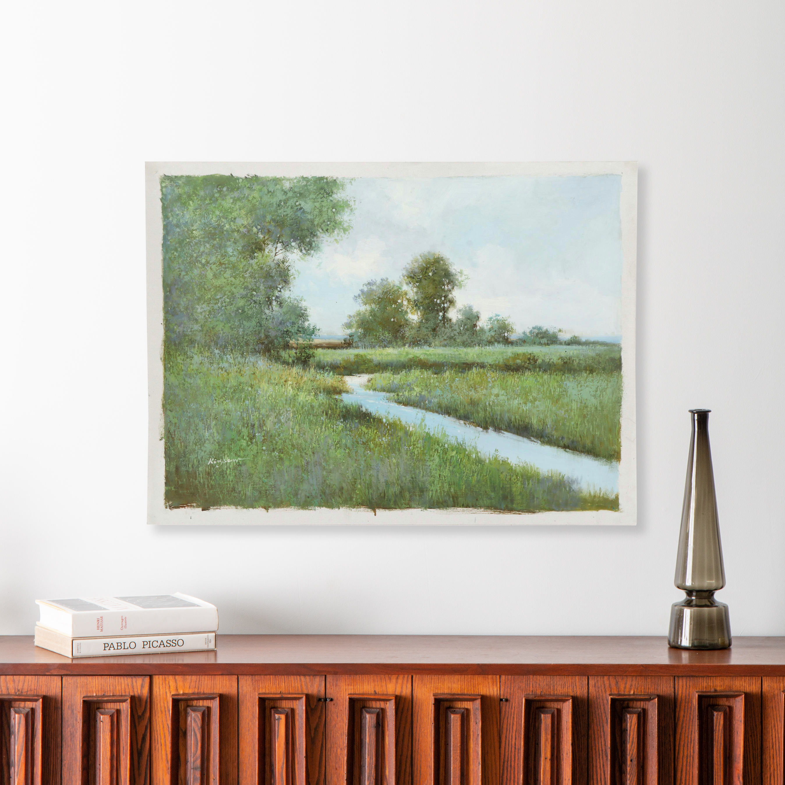 Kingston Marsh Landscape Oil Painting, 21st Century