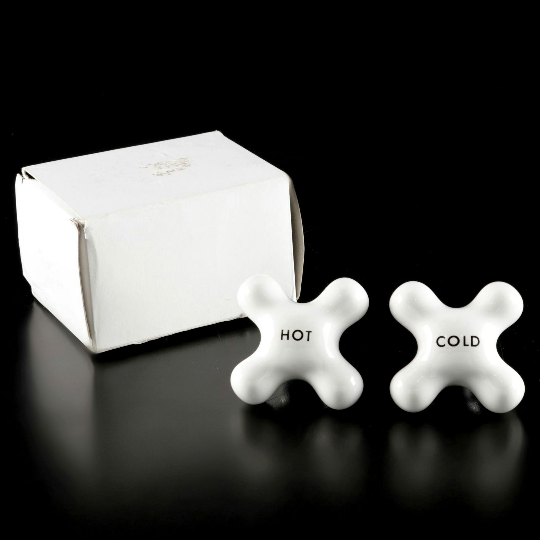 Porcelain and Chrome Cross Style Faucet Handles